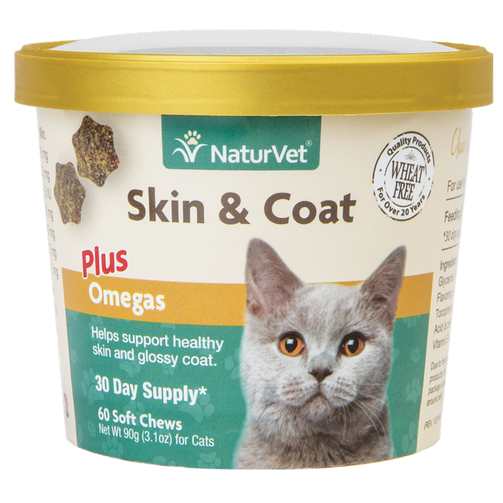 Naturvet Soft Chew Skin + Coat Care Plus Omegas 60CT For Cats