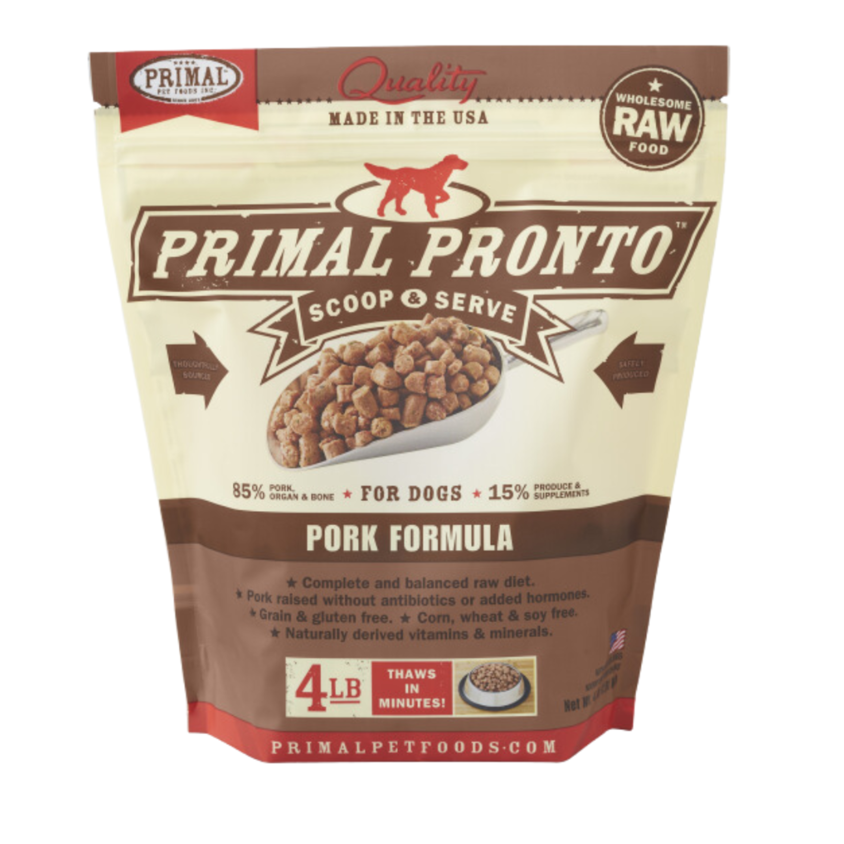 Primal Primal Dog Fresh Frozen  Raw Food Pork Pronto 4lb