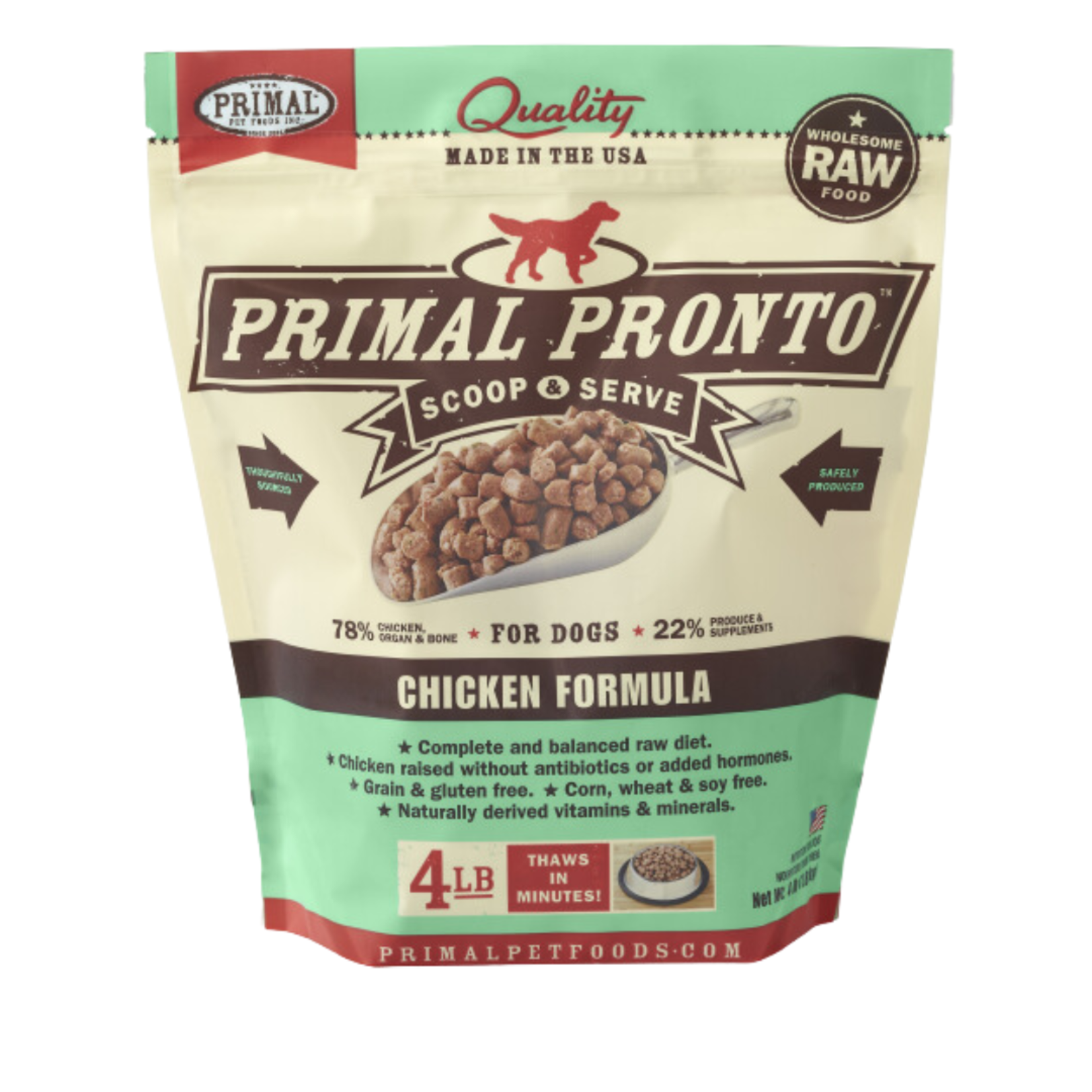 Primal Primal Dog Fresh Frozen  Raw Food Chicken Pronto 4lb