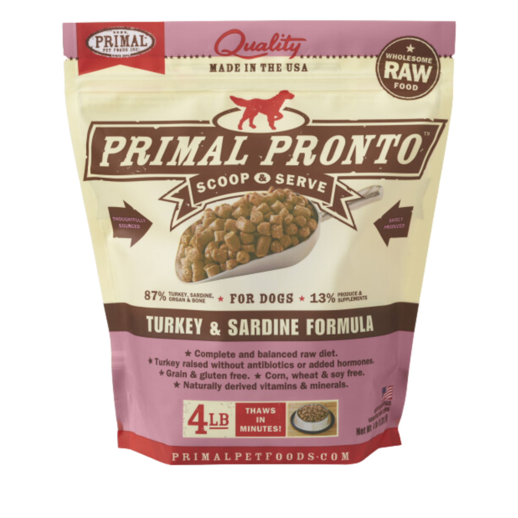 Primal Primal Dog Fresh Frozen  Raw Food Turkey & Sardine Pronto 4lb