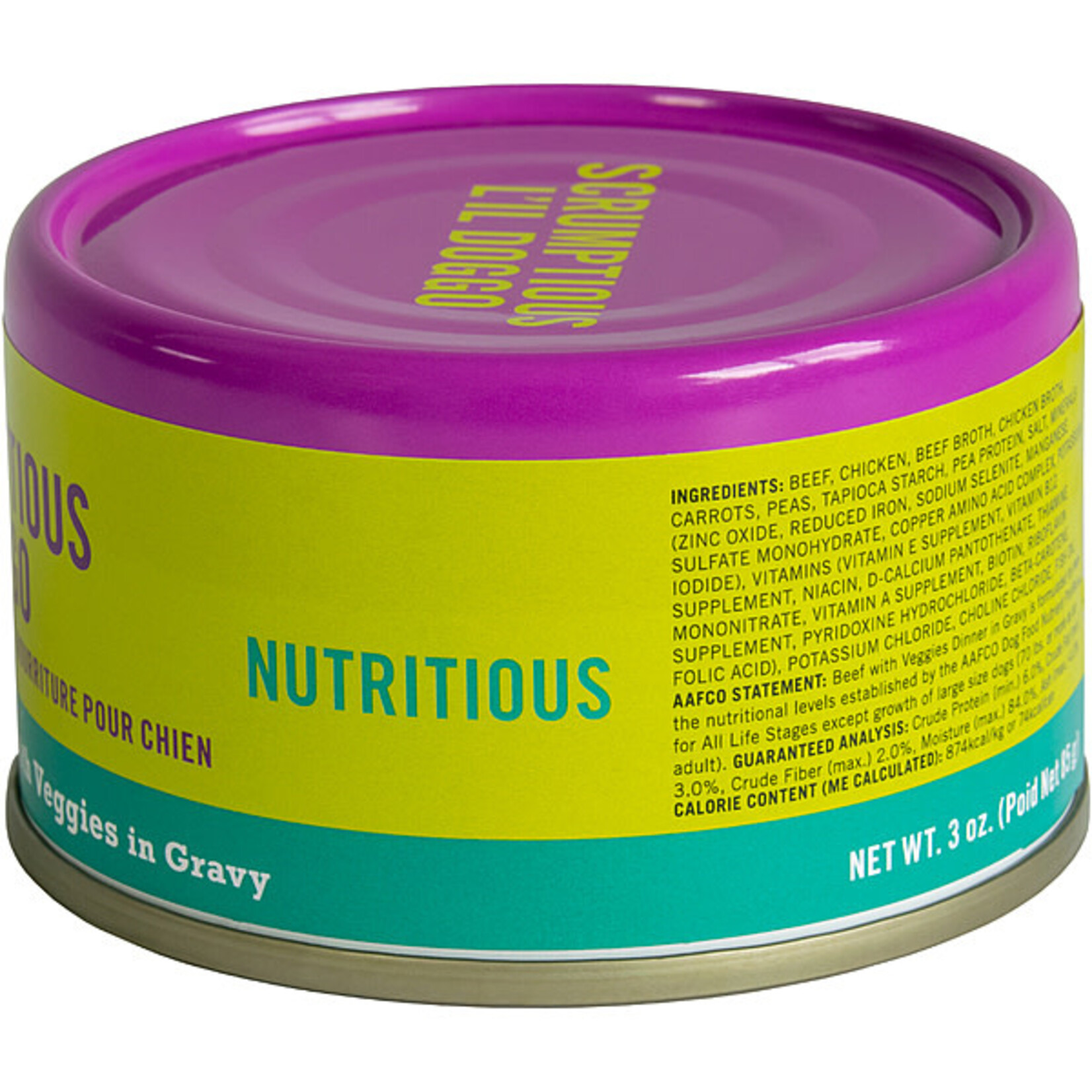 Scrumptious Scrumptious dog Wet food Beef & Veggie Dinner in Gravy 3oz