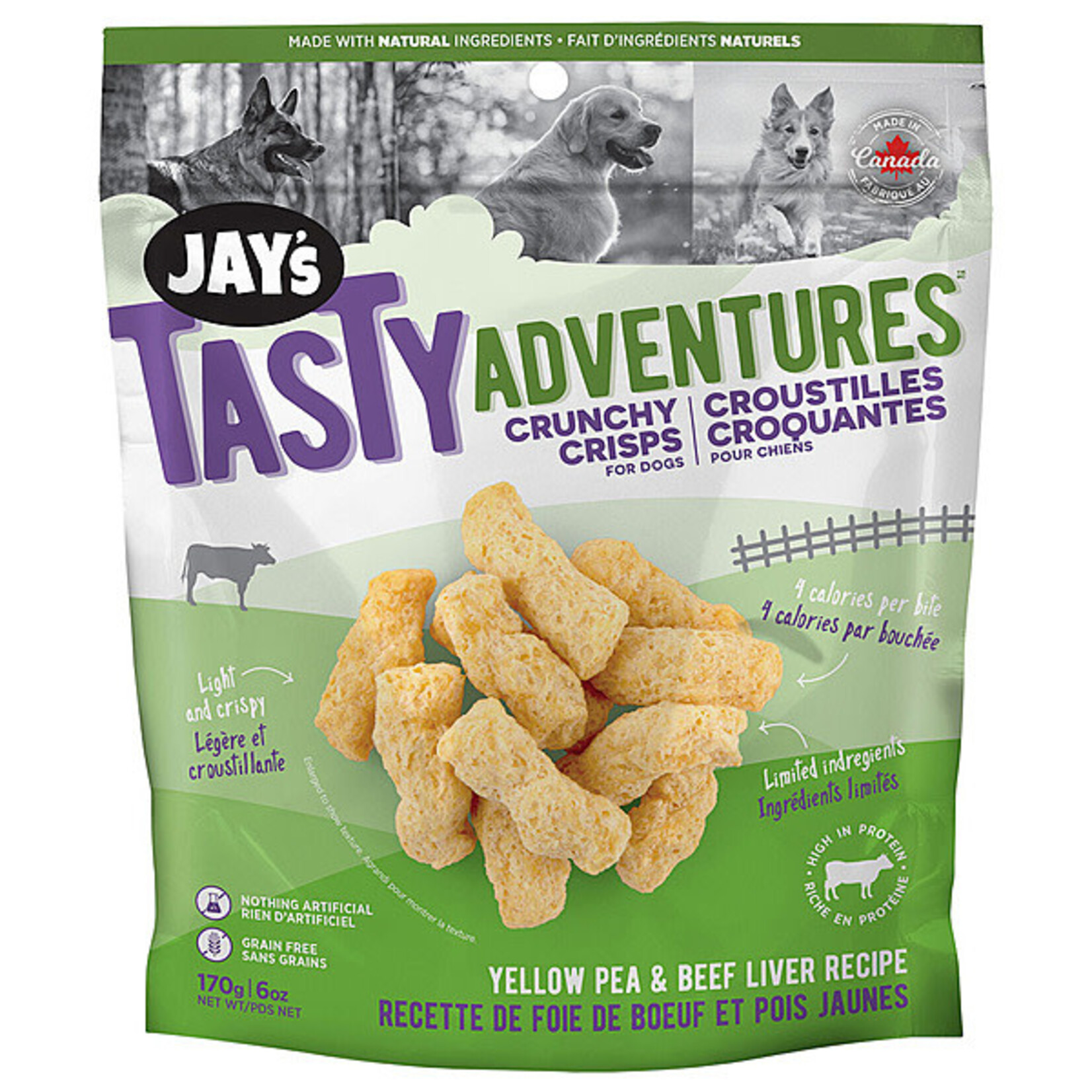 Jay's Tasty Adventures Crunchy Crisps Yellow Pea & Beef liver dog treat 170g