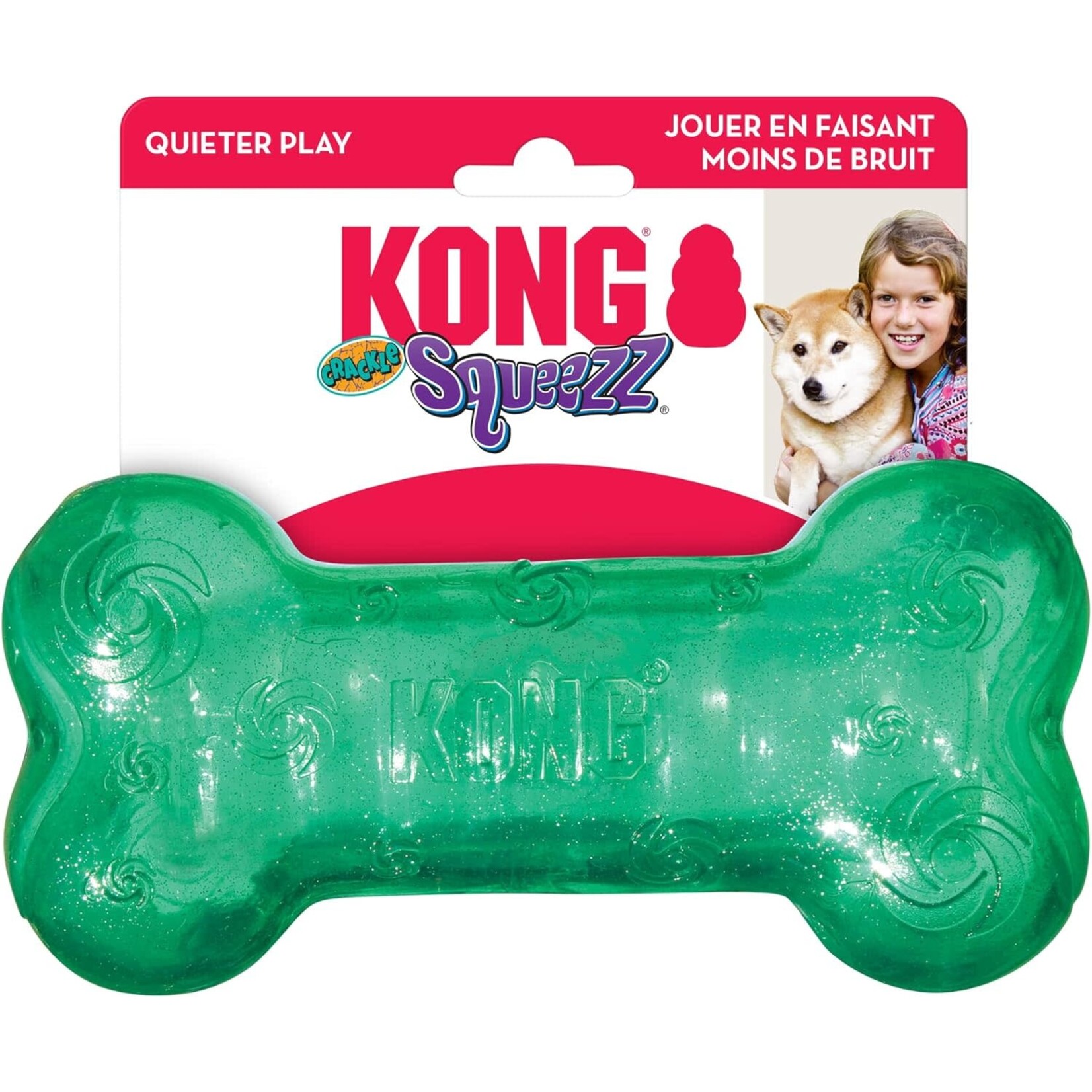 Kong Kong Squeezz Crackle Bone  M(assorted colors)