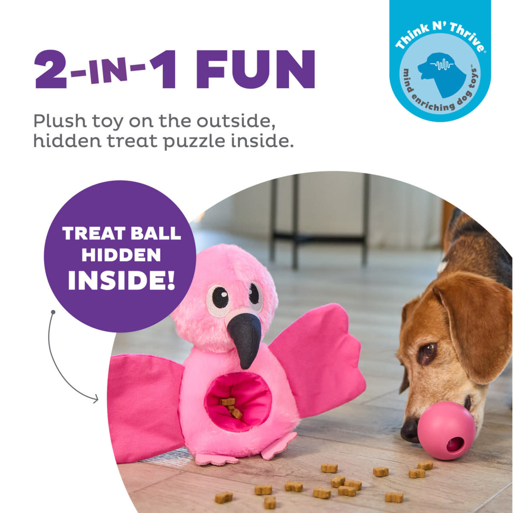 Outward Hound Hide-Ablez Flamingo Puzzle Treat Ball
