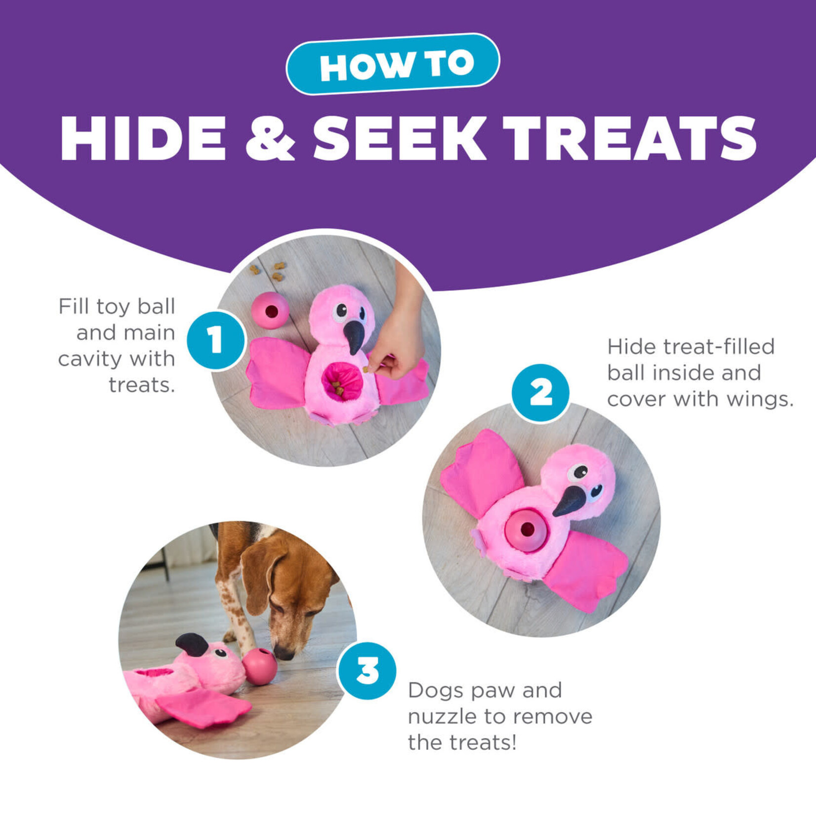 Outward Hound Hide-Ablez Flamingo Puzzle Treat Ball