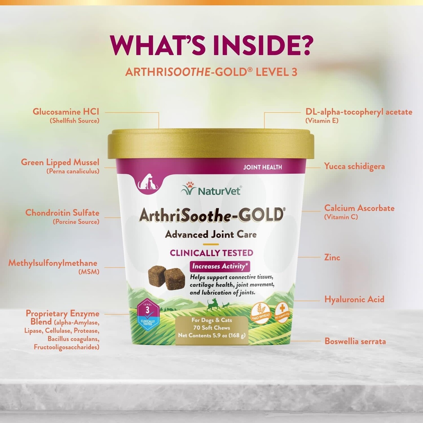 Naturvet June Soft Chew ArthriSoothe Gold  70ct