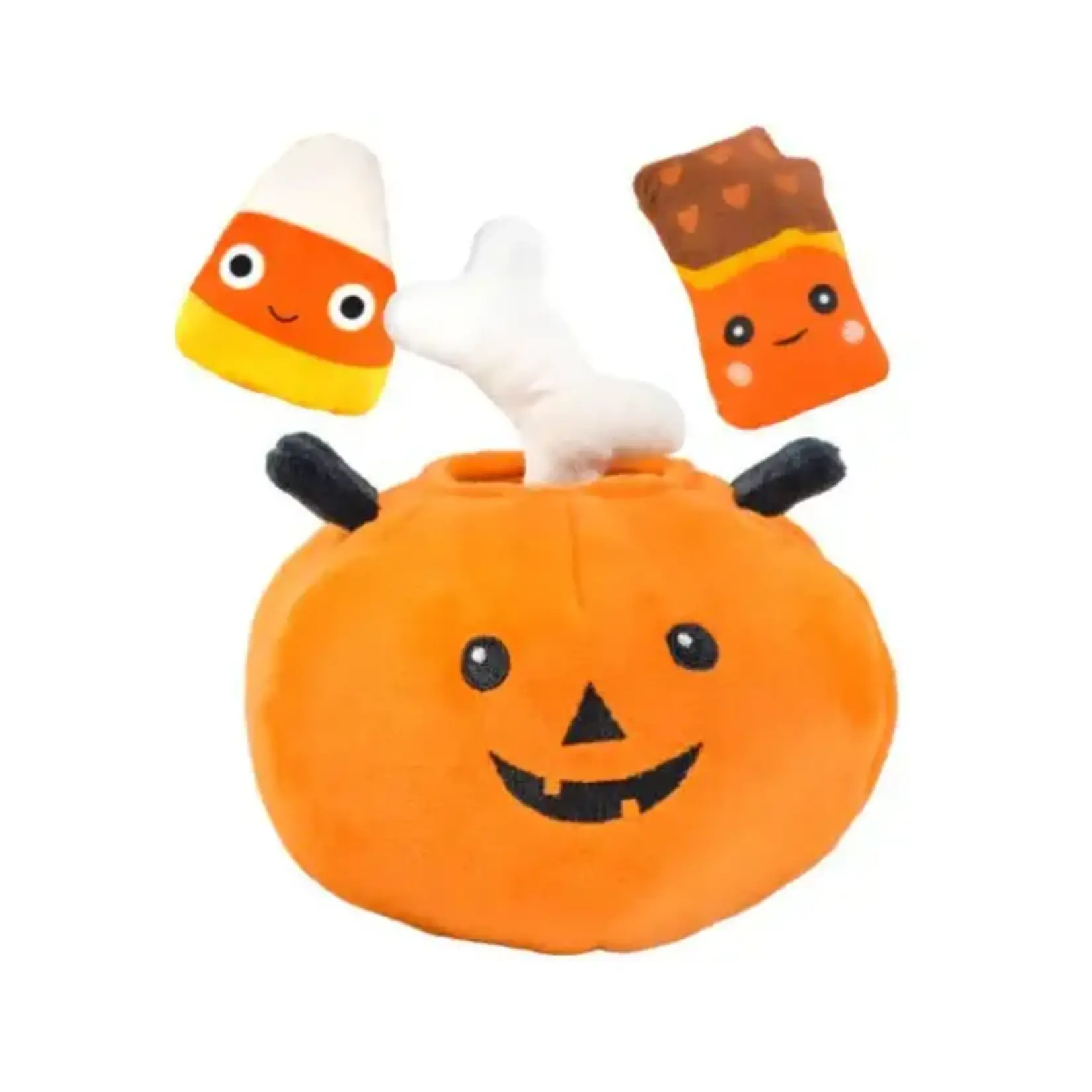 Patchwork Pet Trick or Treat Pumpkin with Candy puzzle toy Halloween