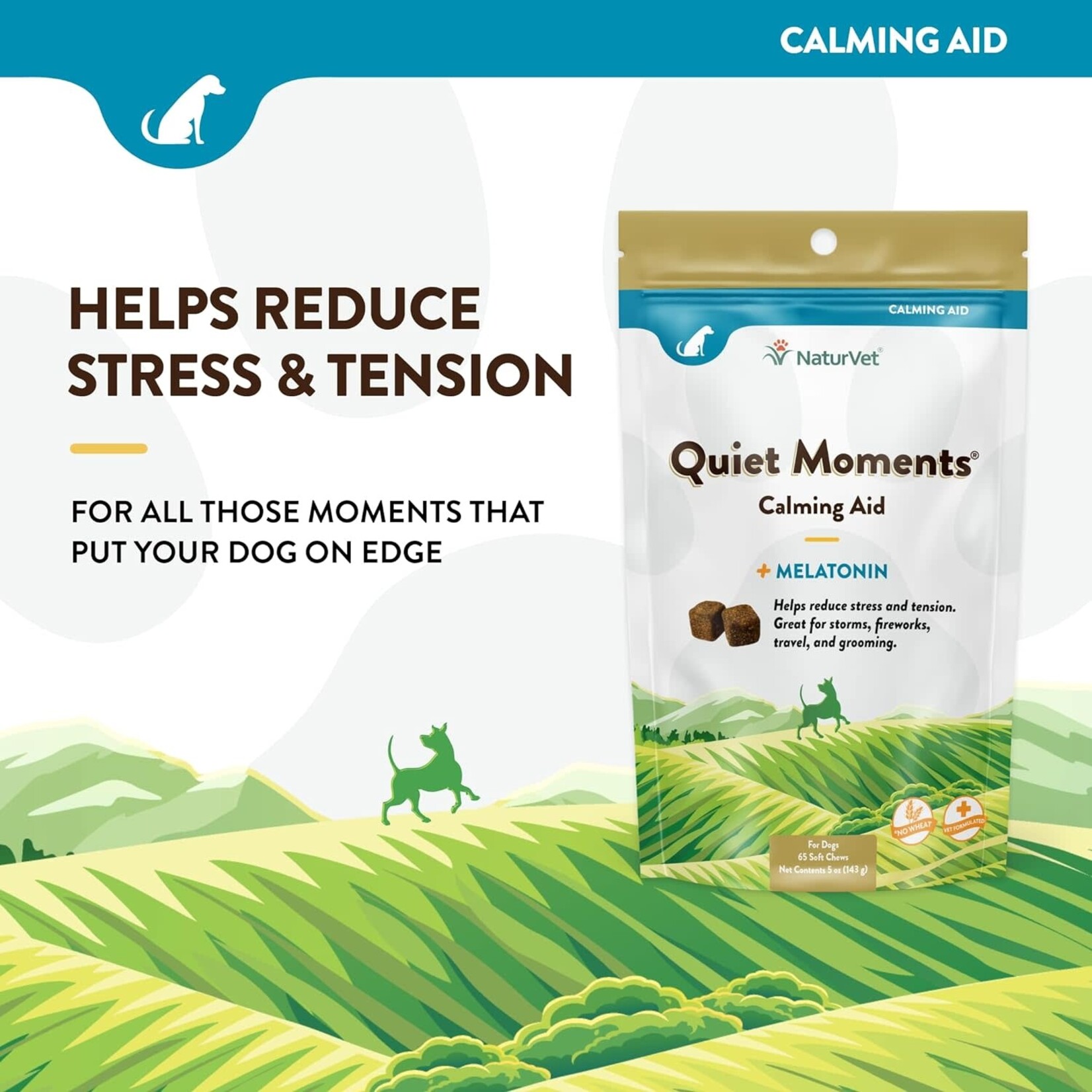 Naturvet Soft Chew Quit Moments+Melatonin Calming Aid 65 Dog