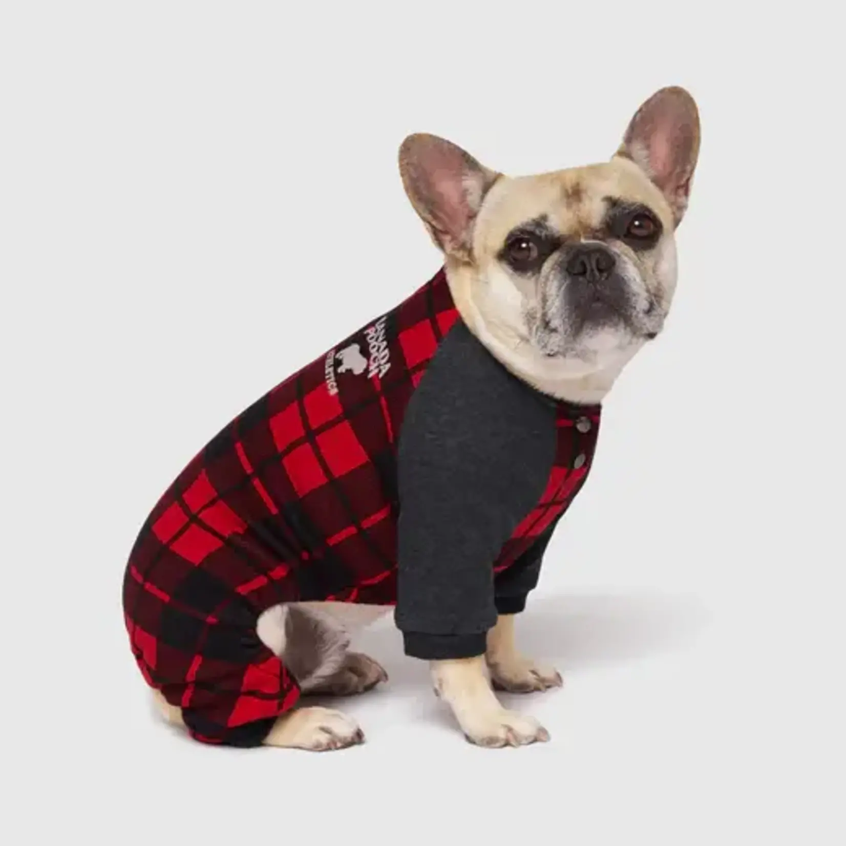 Canada Pooch Canada Pooch Frosty Fleece Onesie Red Plaid