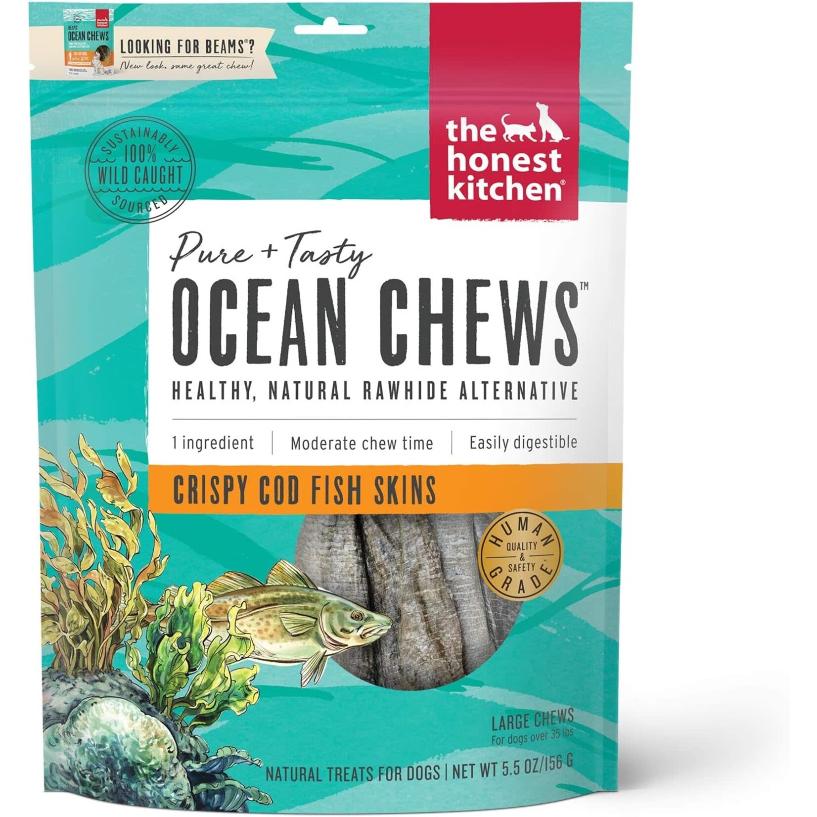 The honest kitchen The honest kitchen  Dog Ocean Chews Crispy Cod Fish Skins large 5.5oz