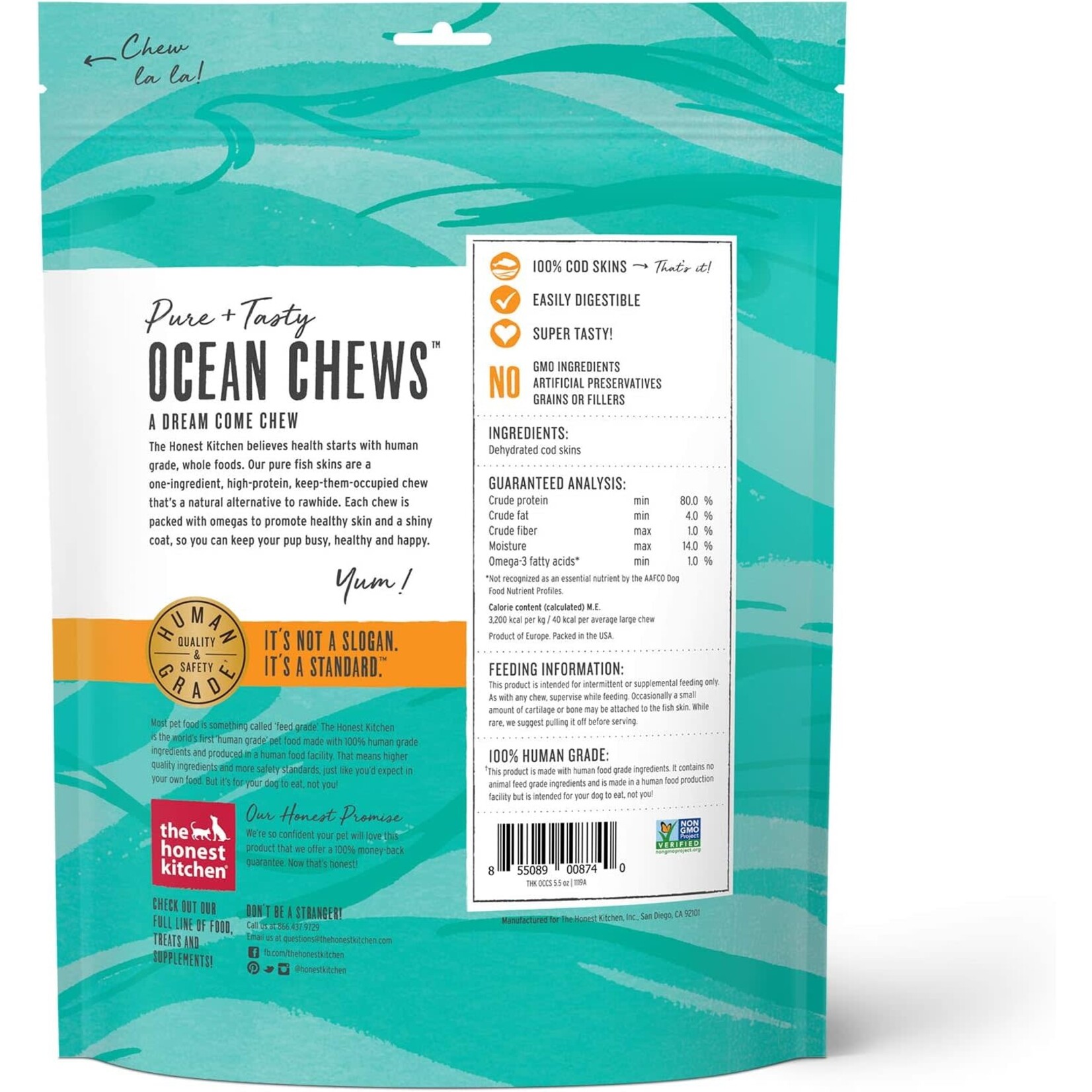 The honest kitchen The honest kitchen  Dog Ocean Chews Crispy Cod Fish Skins large 5.5oz