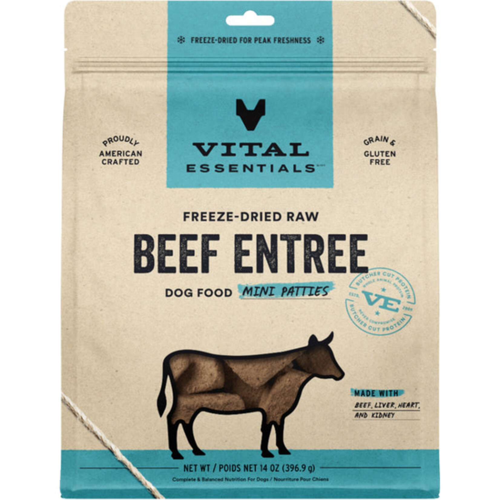 Vital Essential Vital Essentials Freeze Dried Raw Beef Entree Mini Patties  14OZ