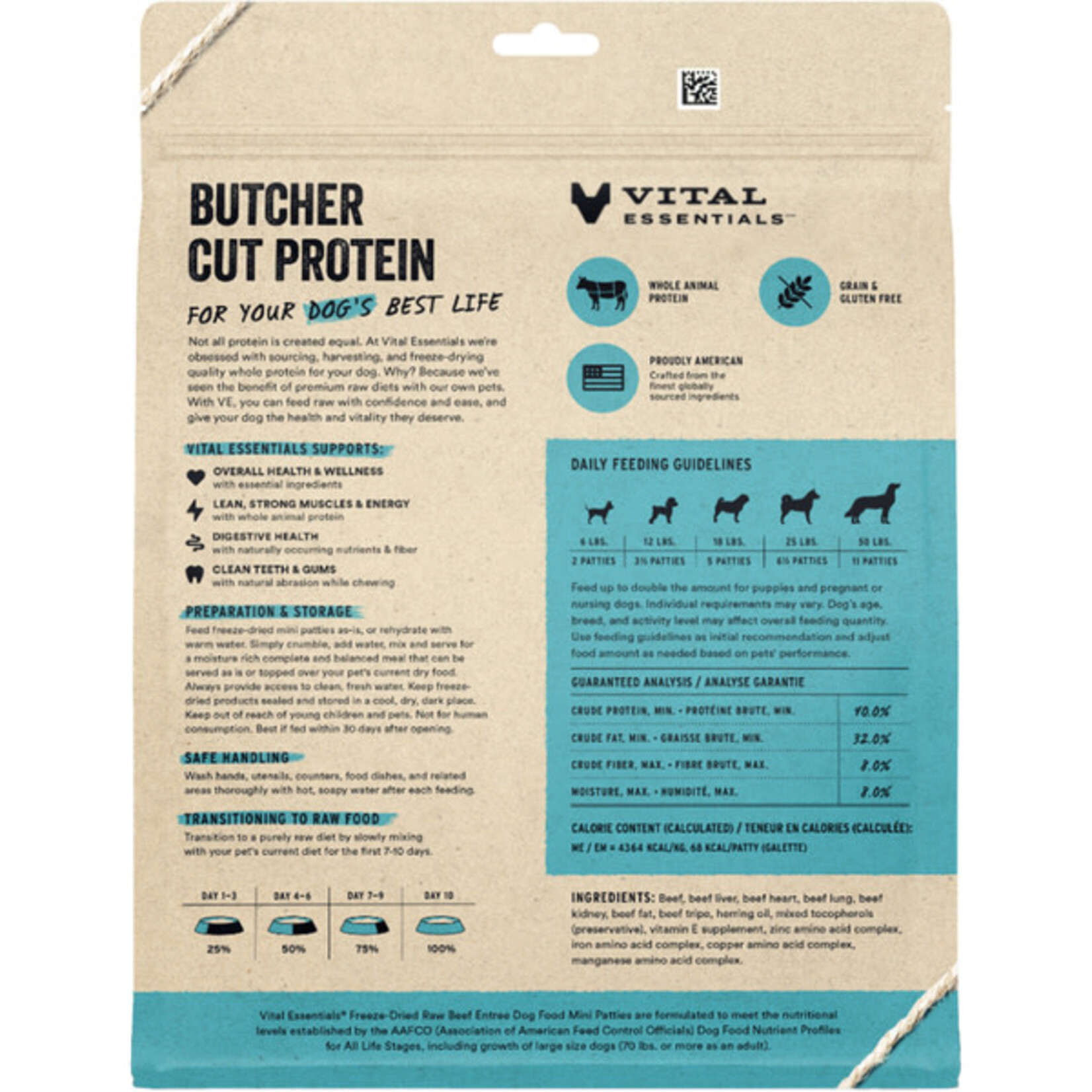 Vital Essential Vital Essentials Freeze Dried Raw Beef Entree Mini Patties  14OZ