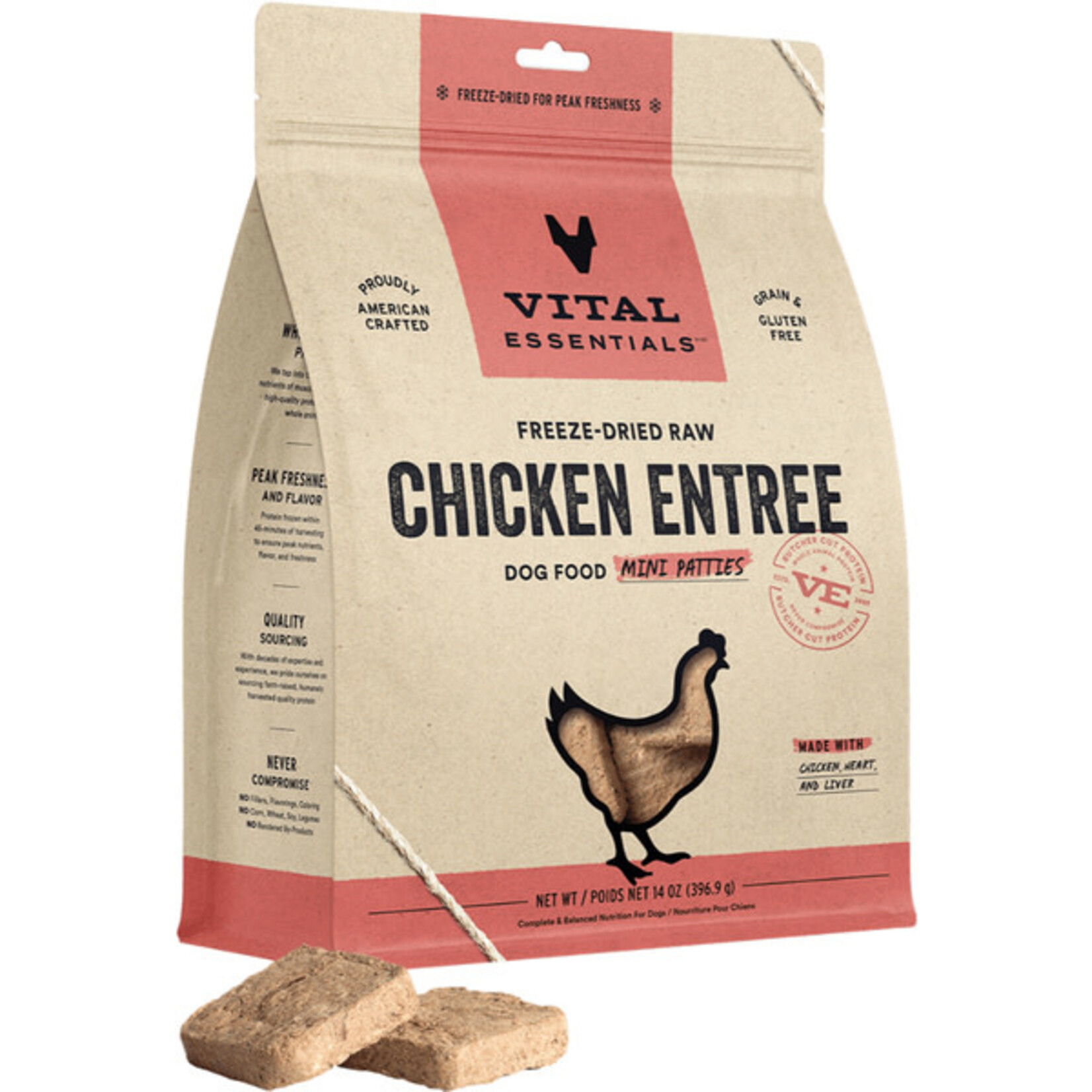 Vital Essential Vital Essentials Freeze Dried Raw Chicken Entree Mini Patties  14OZ
