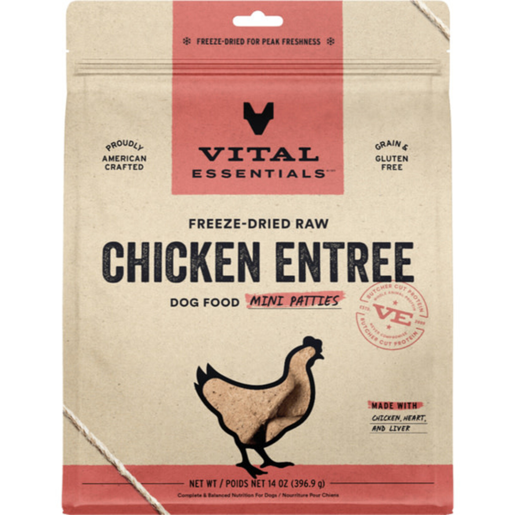 Vital Essential Vital Essentials Freeze Dried Raw Chicken Entree Mini Patties  14OZ