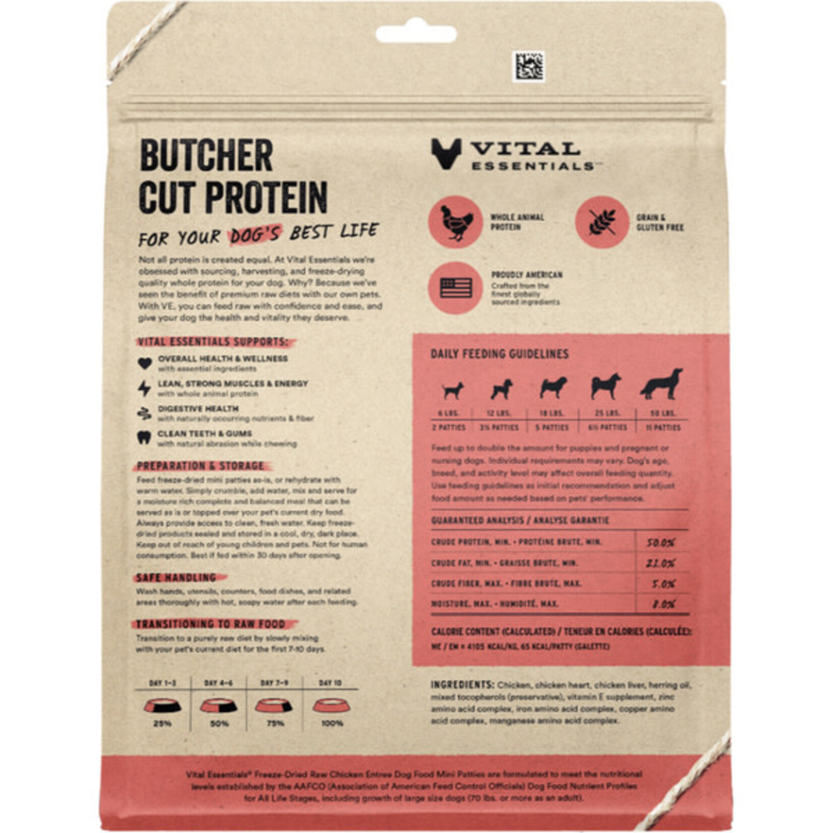 Vital Essential Vital Essentials Freeze Dried Raw Chicken Entree Mini Patties  14OZ