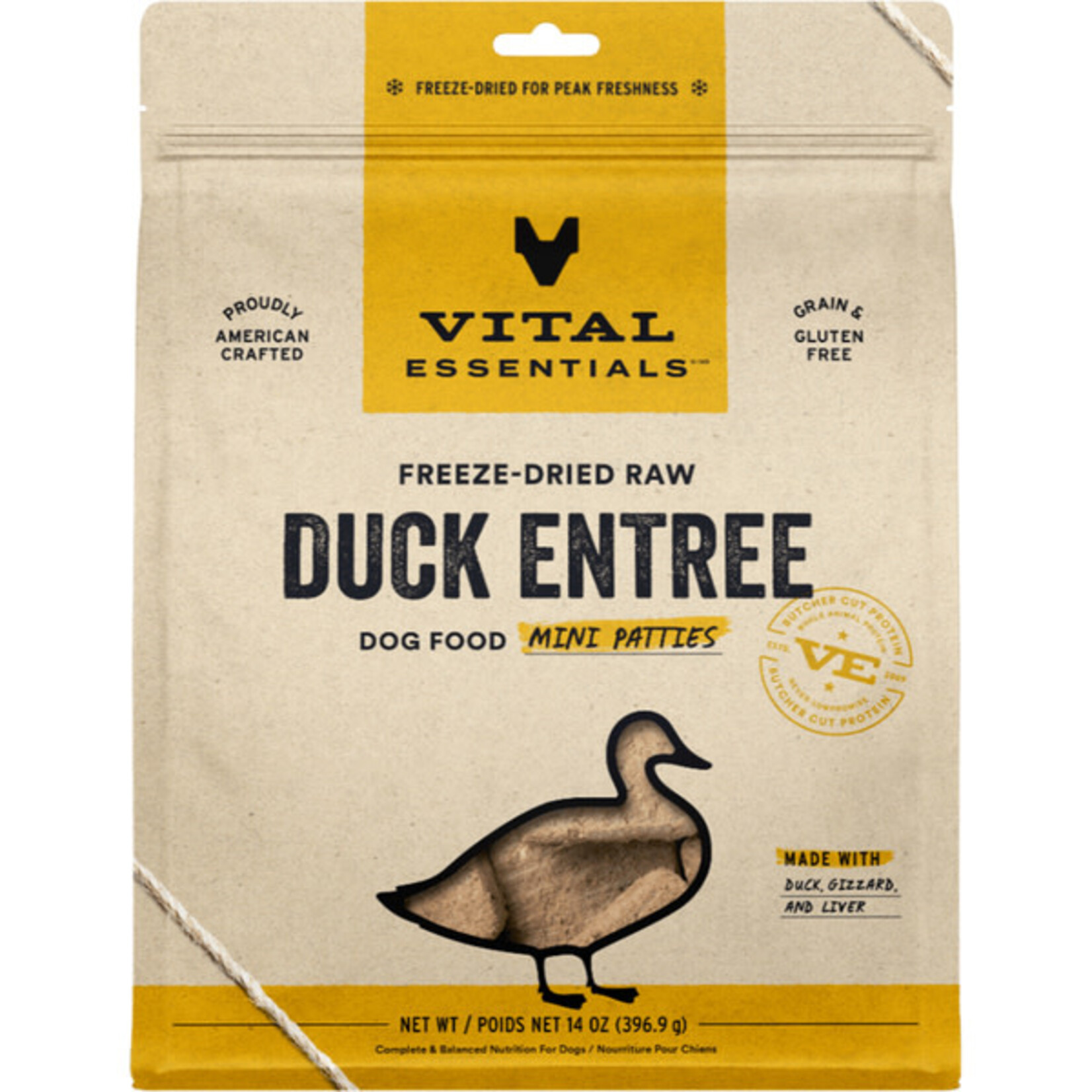 Vital Essential Vital Essentials Freeze Dried Raw Duck Entree Mini Patties  14OZ