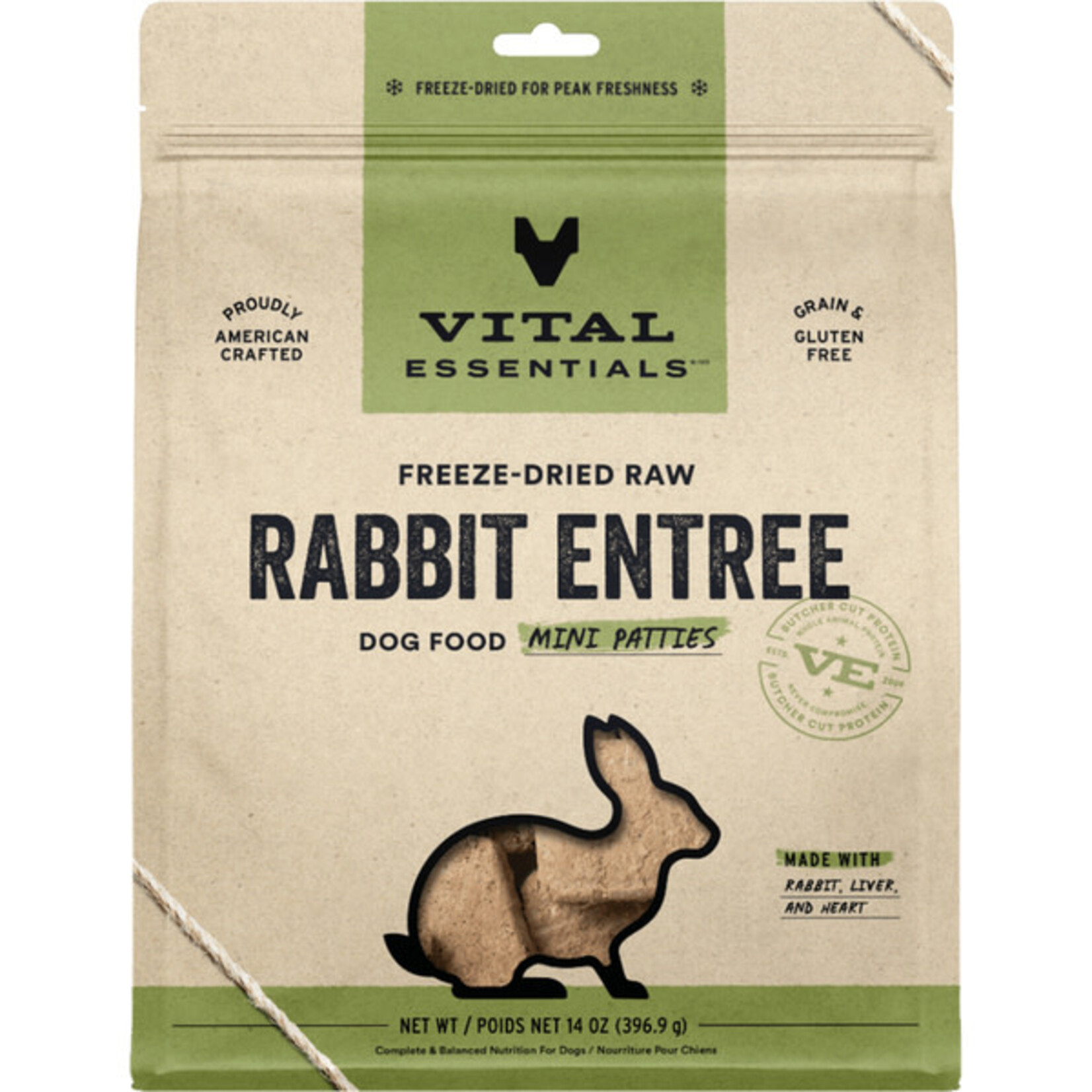 Vital Essential Vital Essentials Freeze Dried Raw Rabbit Entree Mini Patties  14OZ