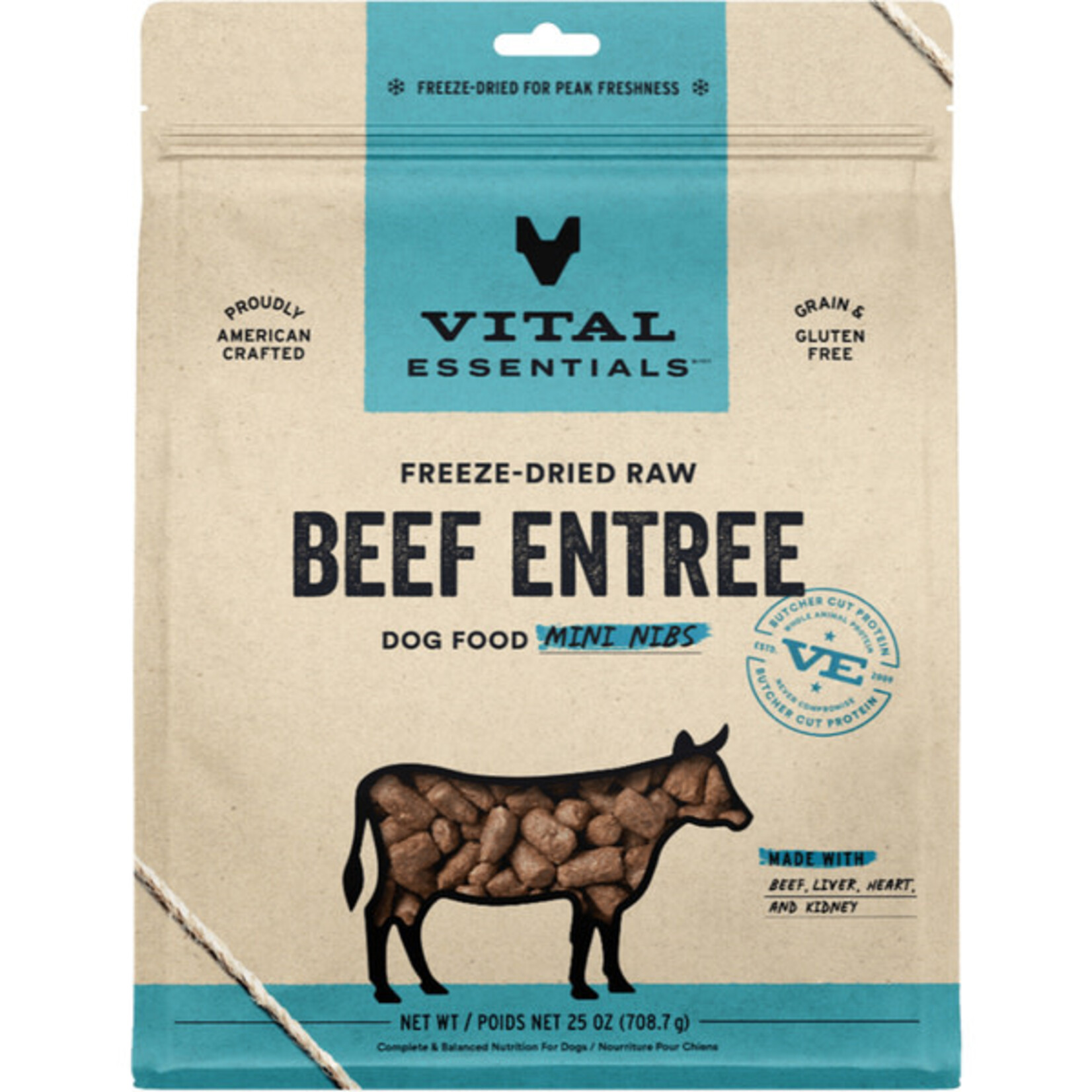 Vital Essential Vital Essentials Freeze Dried Beef Entree Mini Nibs  25OZ