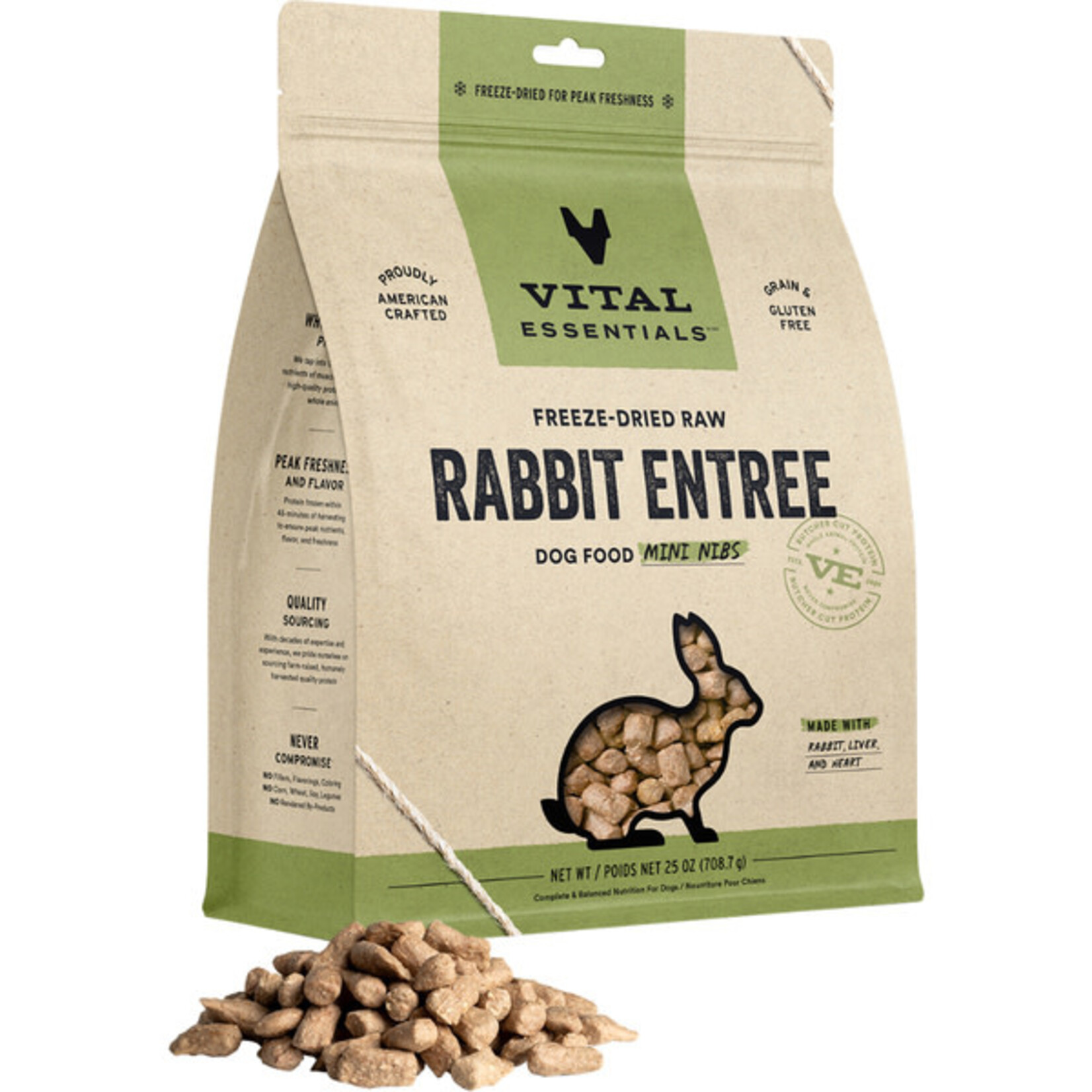 Vital Essential Vital Essentials Freeze Dried Rabbit Entree Mini Nibs  25OZ
