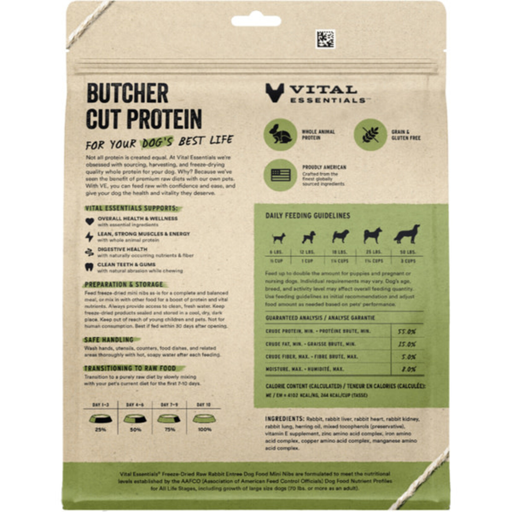 Vital Essential Vital Essentials Freeze Dried Rabbit Entree Mini Nibs  25OZ