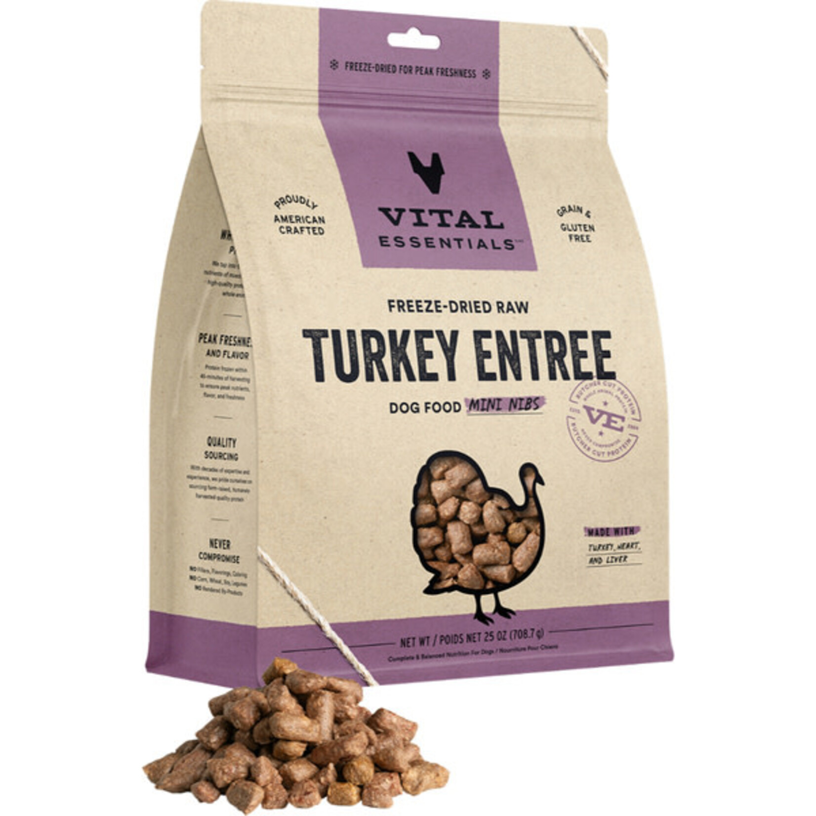 Vital Essential Vital Essentials Freeze Dried Turkey Entree Mini Nibs  25OZ