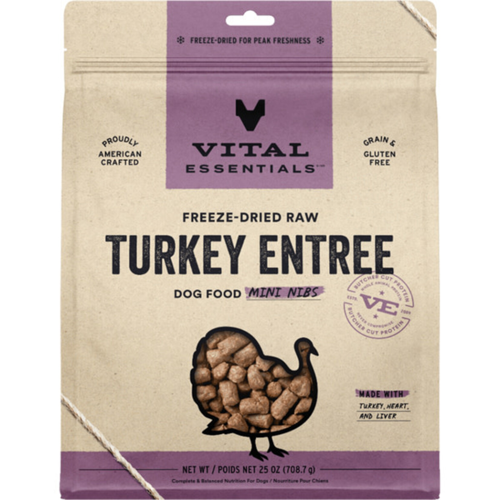 Vital Essential Vital Essentials Freeze Dried Turkey Entree Mini Nibs  25OZ