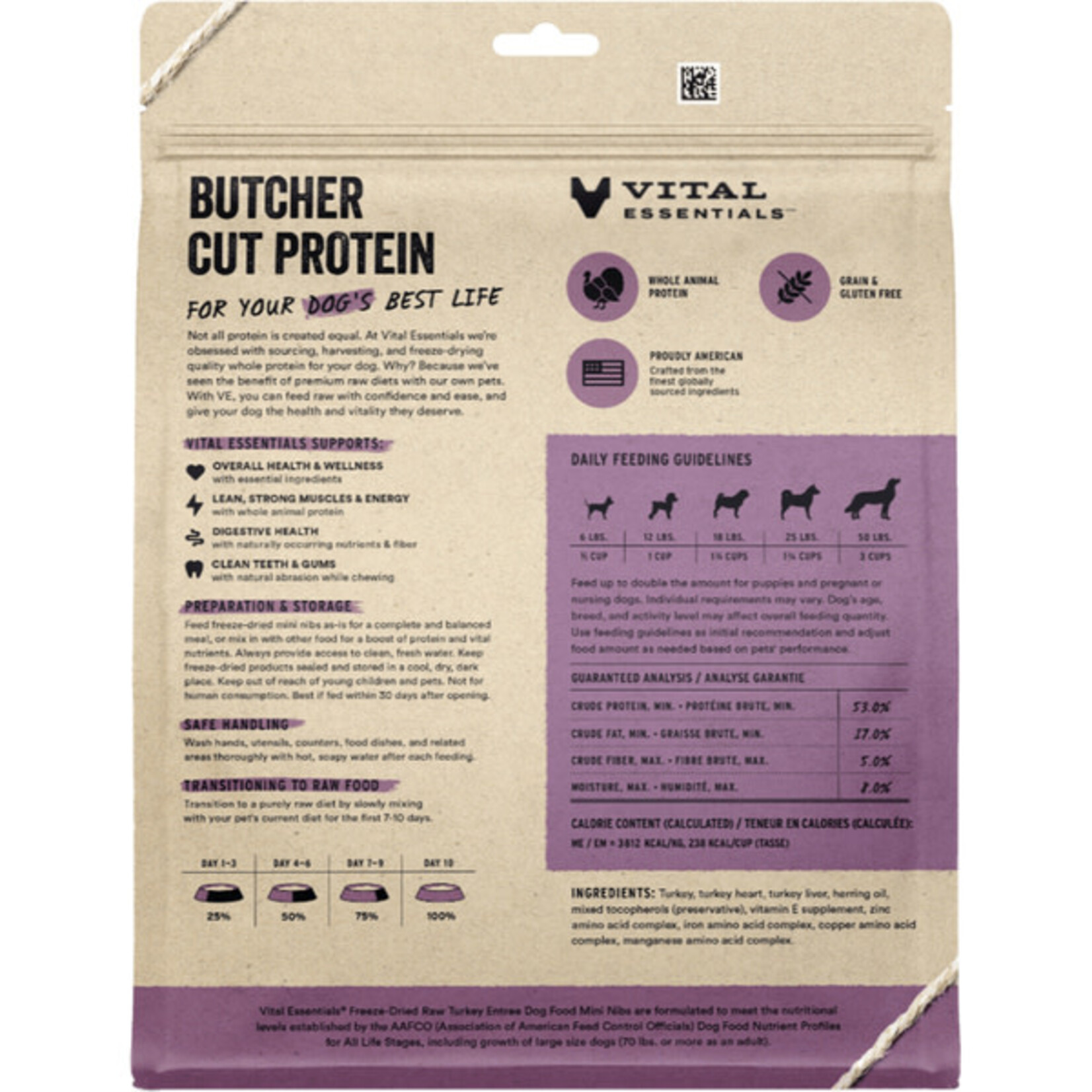 Vital Essential Vital Essentials Freeze Dried Turkey Entree Mini Nibs  25OZ