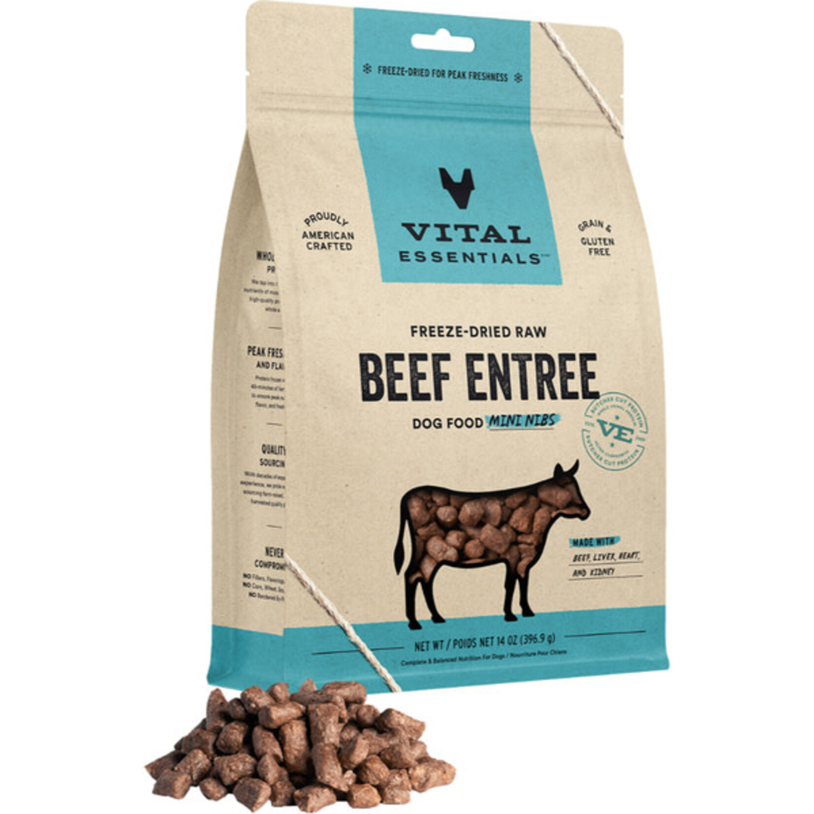 Vital Essential Vital Essentials Freeze Dried Raw Beef Entree Mini Nibs  14OZ