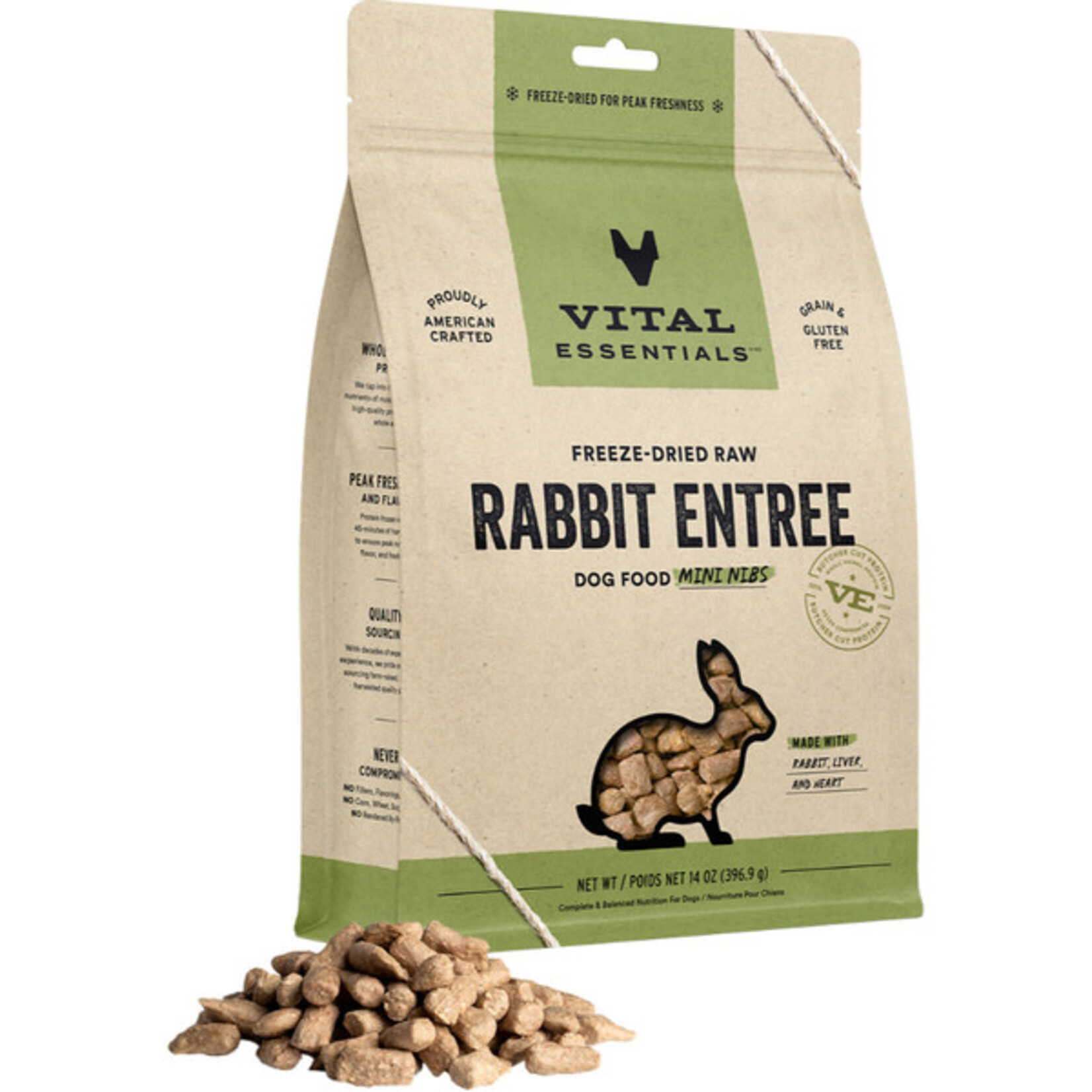 Vital Essential Vital Essentials Freeze Dried Raw Rabbit Entree Mini Nibs  14OZ
