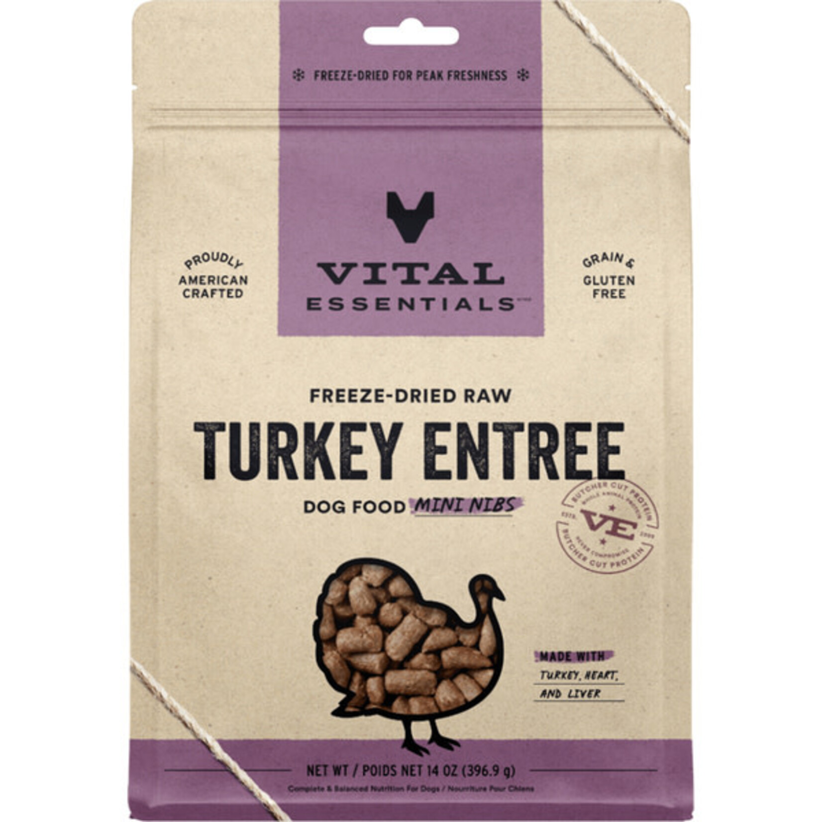 Vital Essential Vital Essentials Freeze Dried Raw Turkey Entree Mini Nibs  14OZ