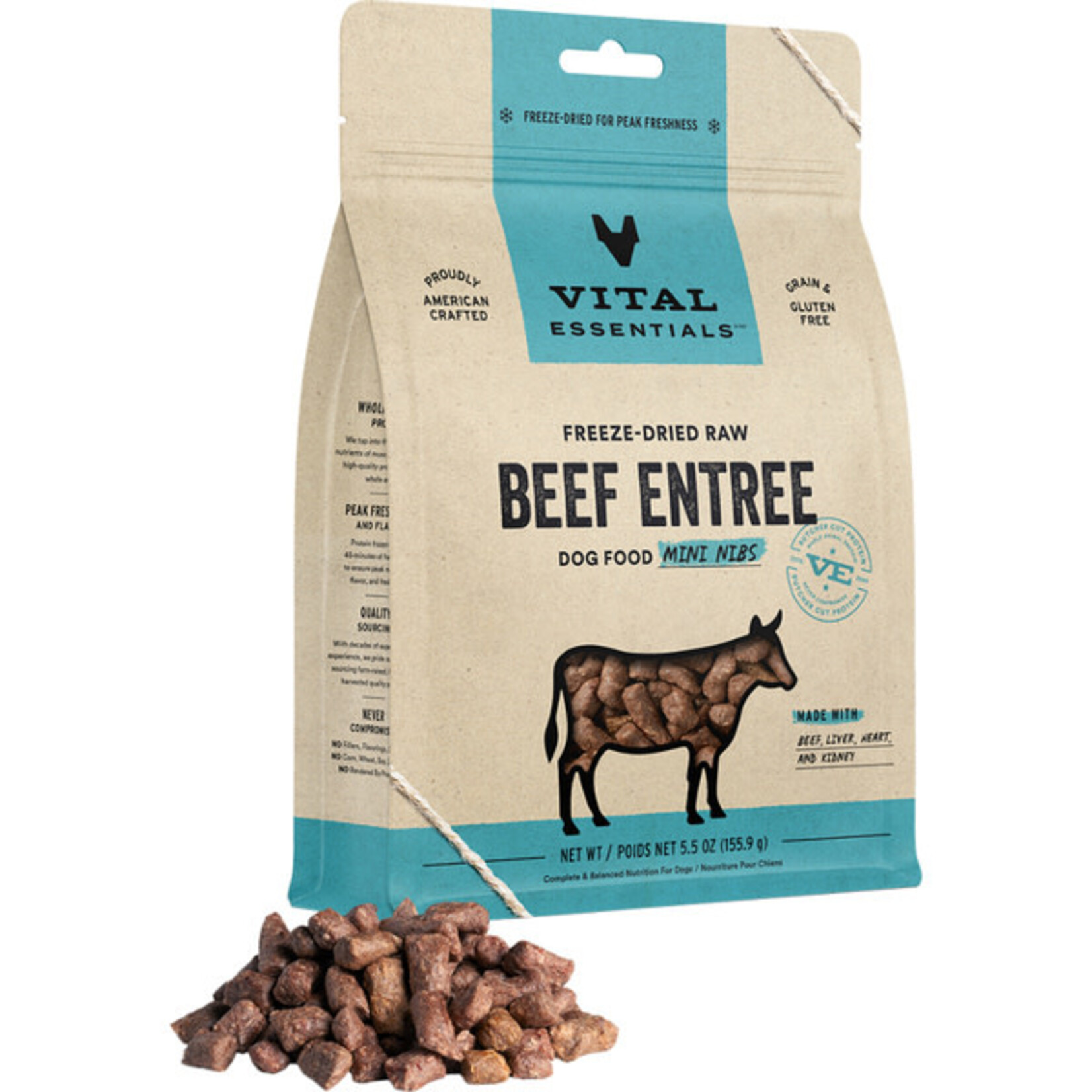 Vital Essential Vital Essentials Freeze Dried Raw Beef Entree Mini Nibs  5.5OZ