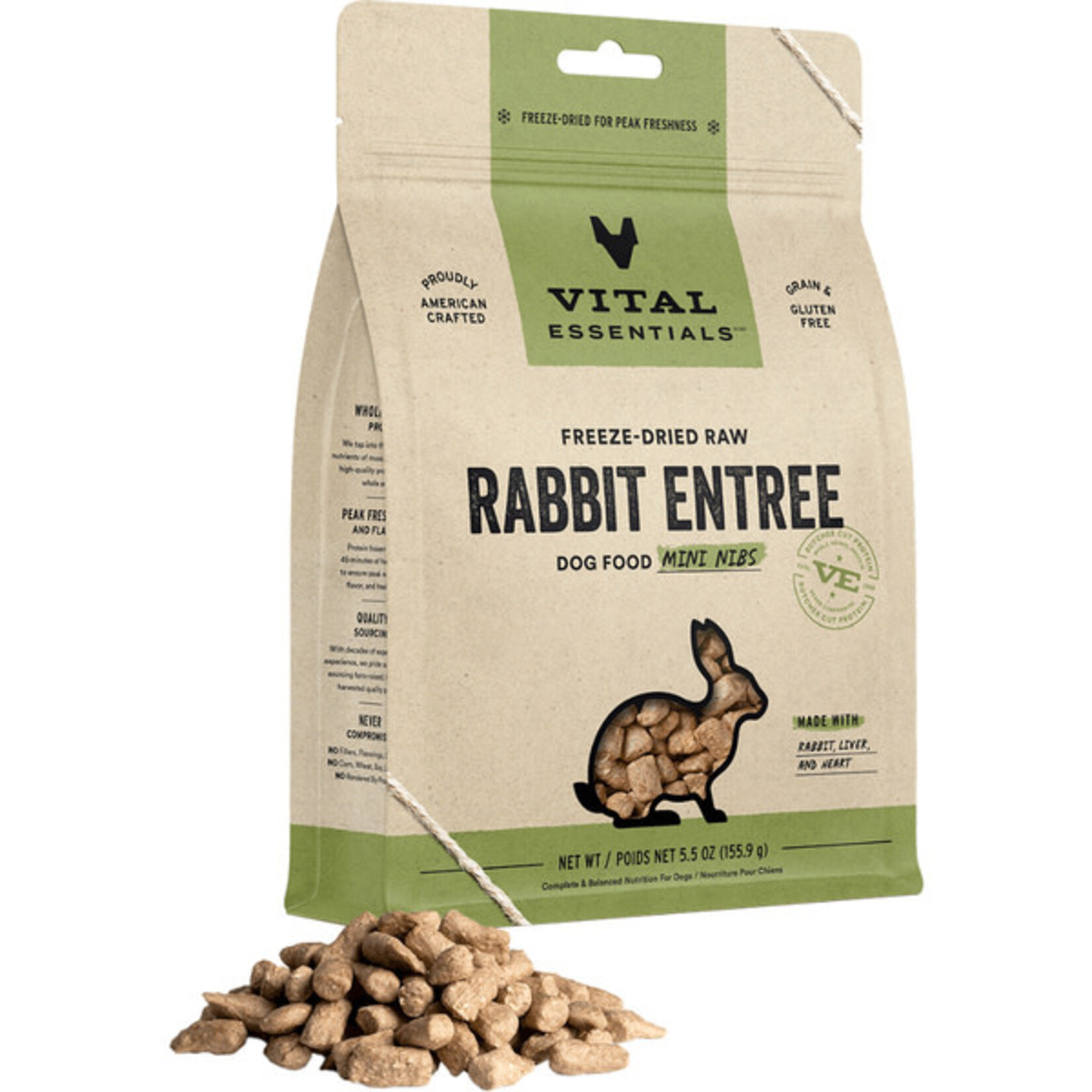 Vital Essential Vital Essentials Freeze Dried Raw Rabbit Entree Mini Nibs  5.5OZ