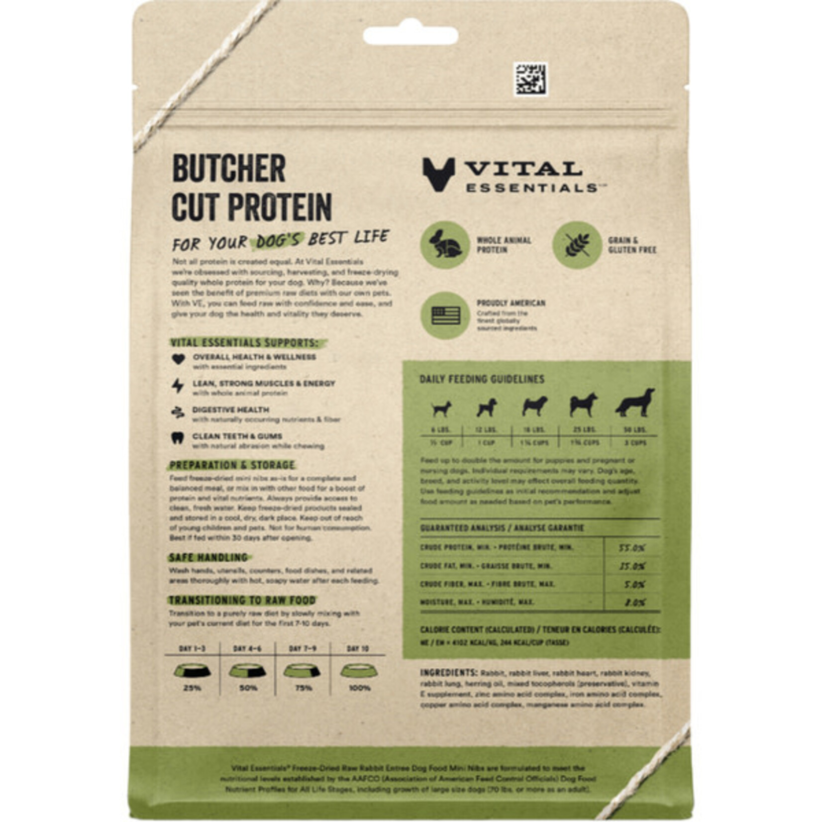 Vital Essential Vital Essentials Freeze Dried Raw Rabbit Entree Mini Nibs  5.5OZ
