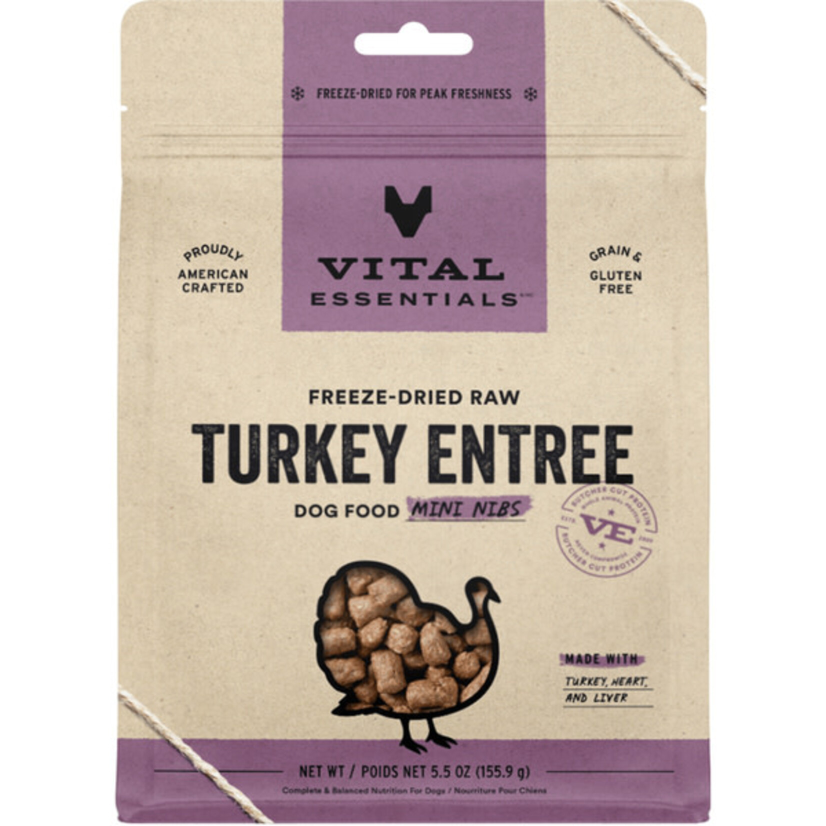 Vital Essential Vital Essentials Freeze Dried Raw Turkey Entree Mini Nibs  5.5OZ