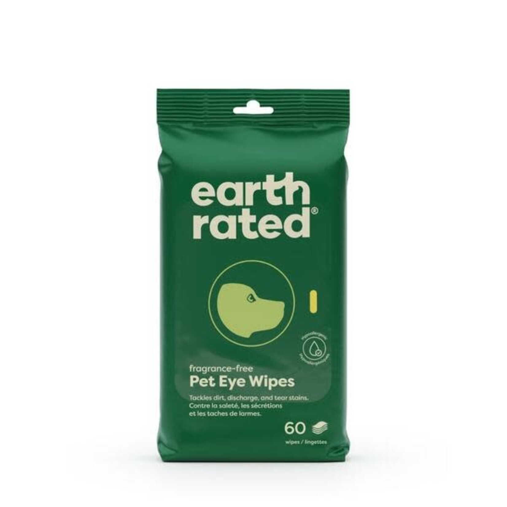 Earth Rated Pet Eye Wipes Fragrance Free 5x5 Inches 60pk