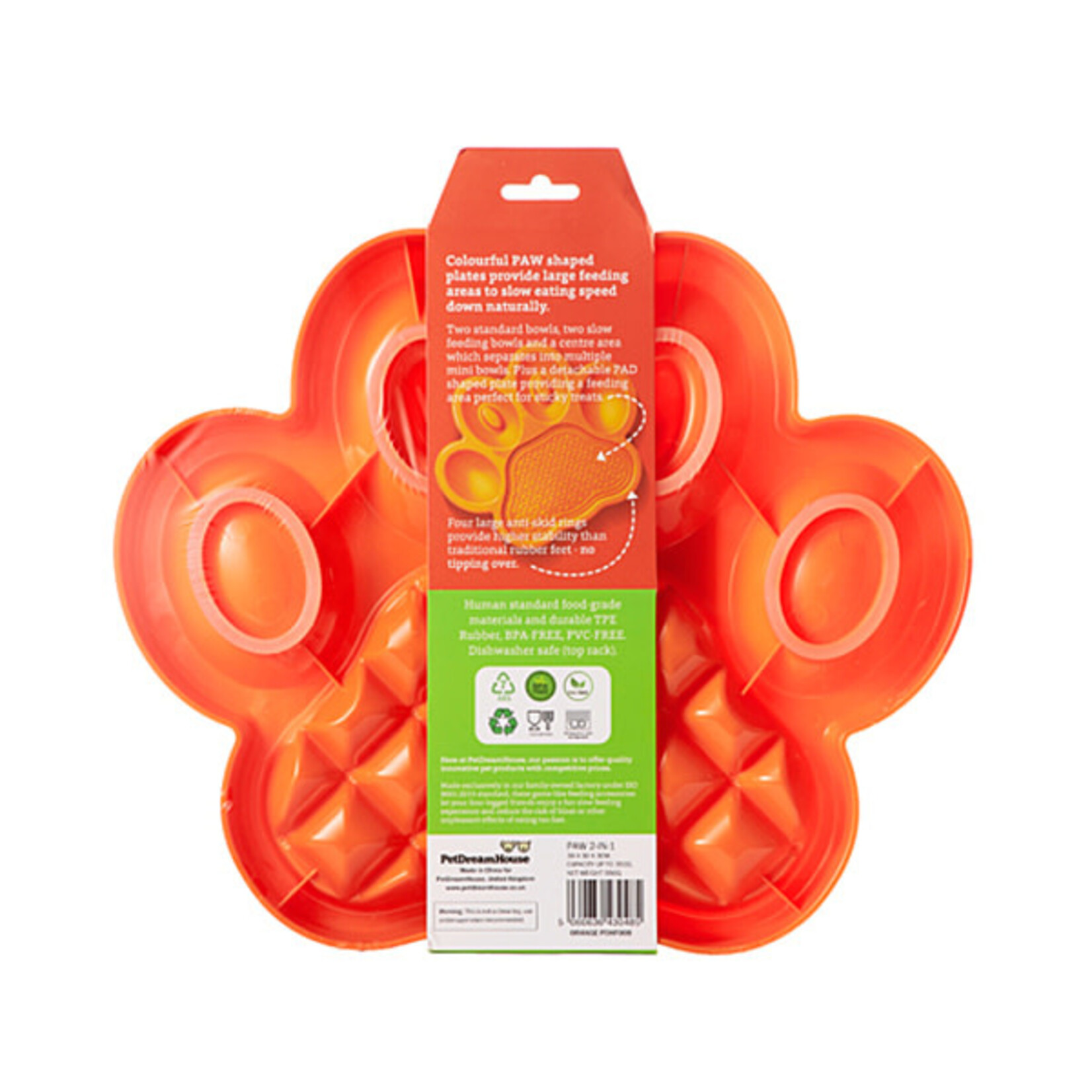 PAW 2-1 slow feeder & lick pad Orange