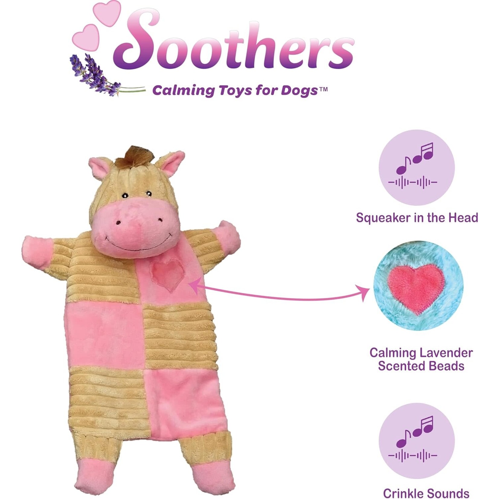 Soothers Calming Crinkle Plush Dog Toy Assorted Color 13in