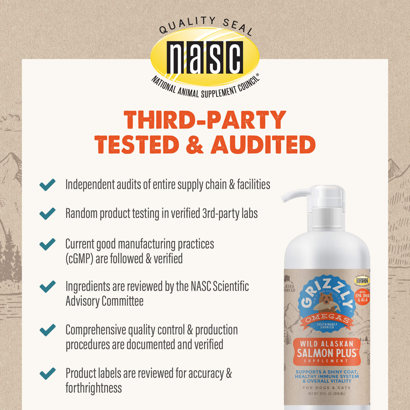 Grizzly Salmon Plus Oil Liquid Supplement For Dog  8oz