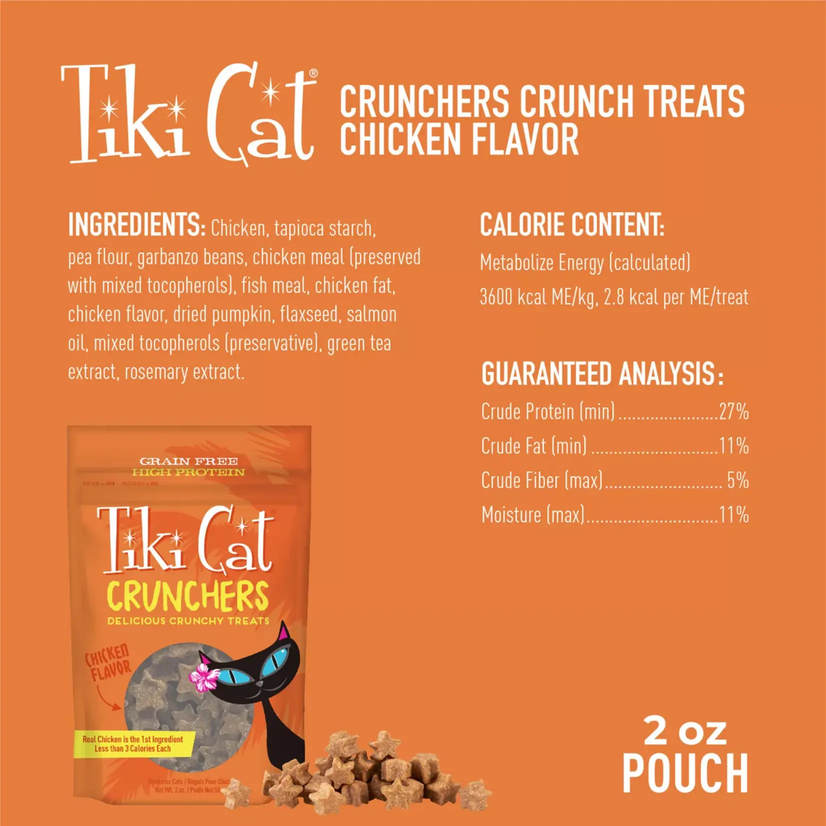 Tiki cat GF Chicken & Pumpkin Crunchers Cat treat 2 oz