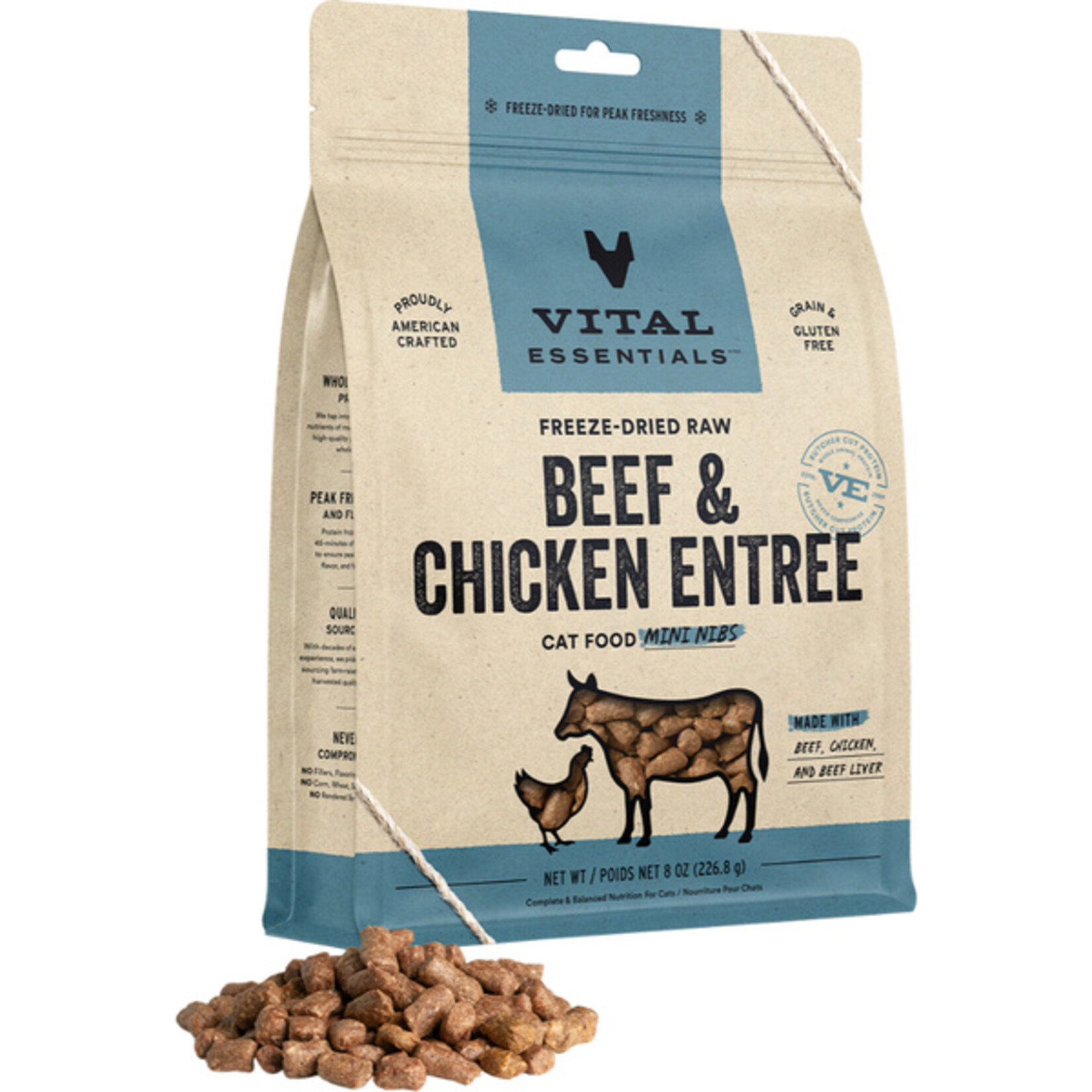 Vital Essential Vital Essentials FD Raw Beef & Chicken Mini Nibs Entree Cat Food 8 oz