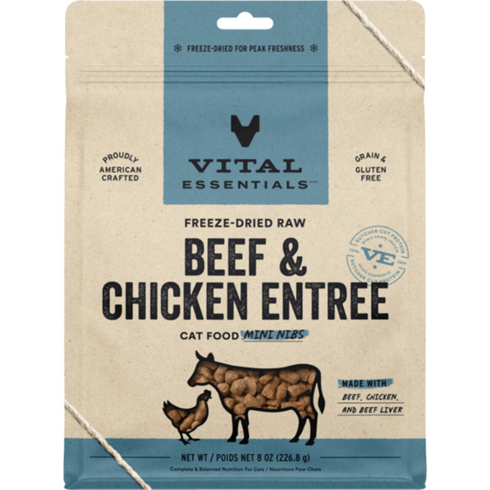 Vital Essential Vital Essentials FD Raw Beef & Chicken Mini Nibs Entree Cat Food 8 oz