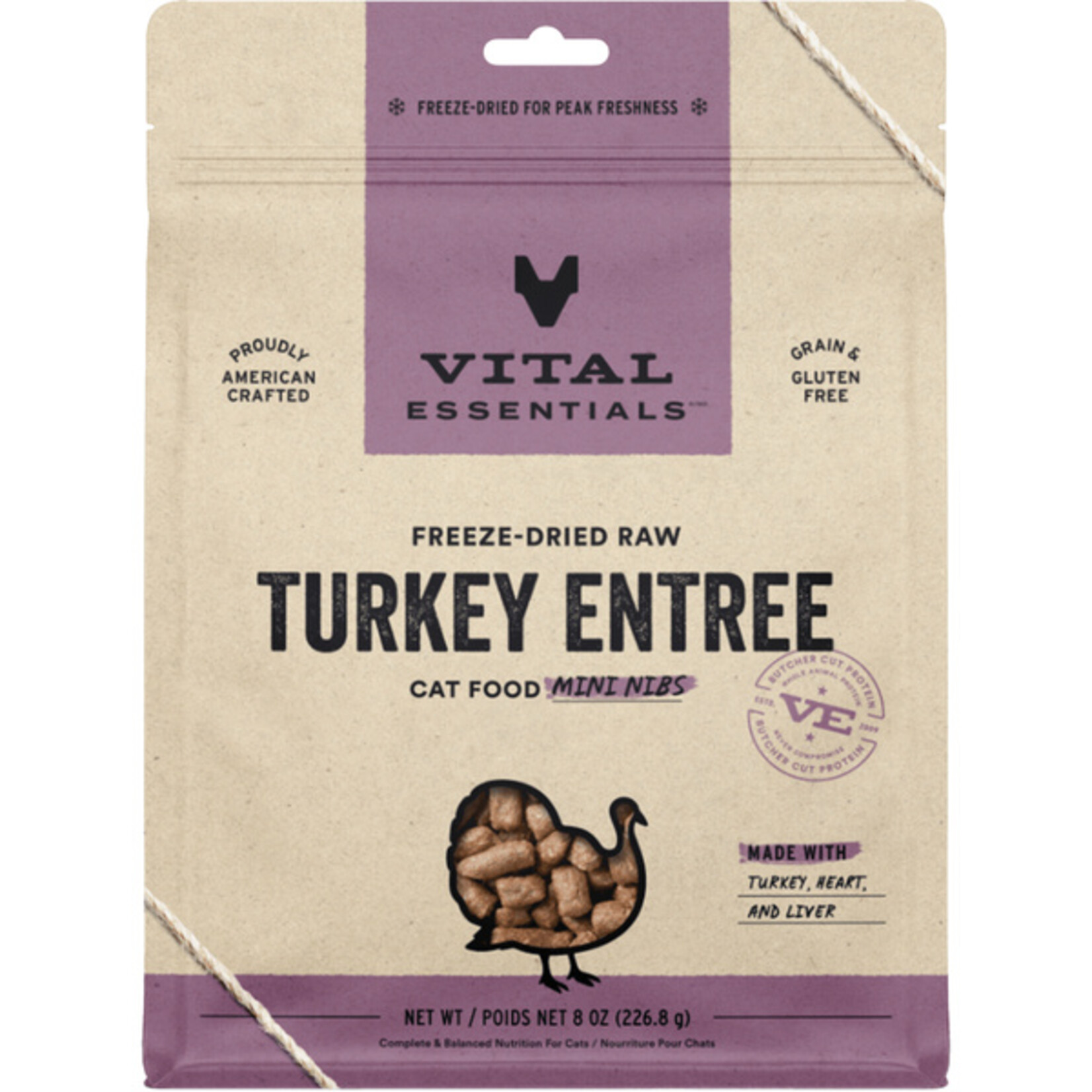 Vital Essential Vital Essentials FD Raw Turkey Mini Nibs Entree Cat Food 8 oz