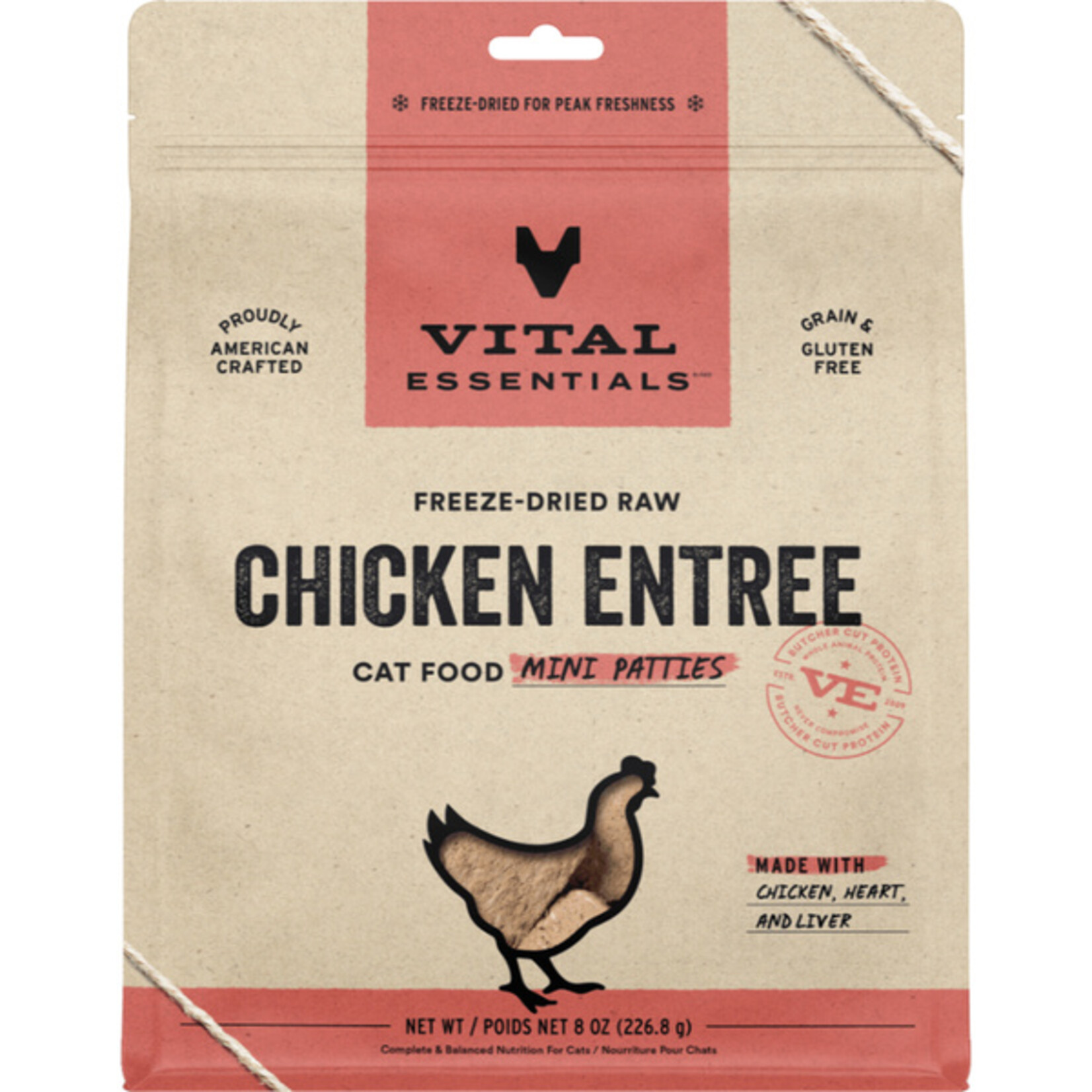 Vital Essential Vital Essentials FD Raw Chicken Mini Patties Entree Cat Food 8 oz