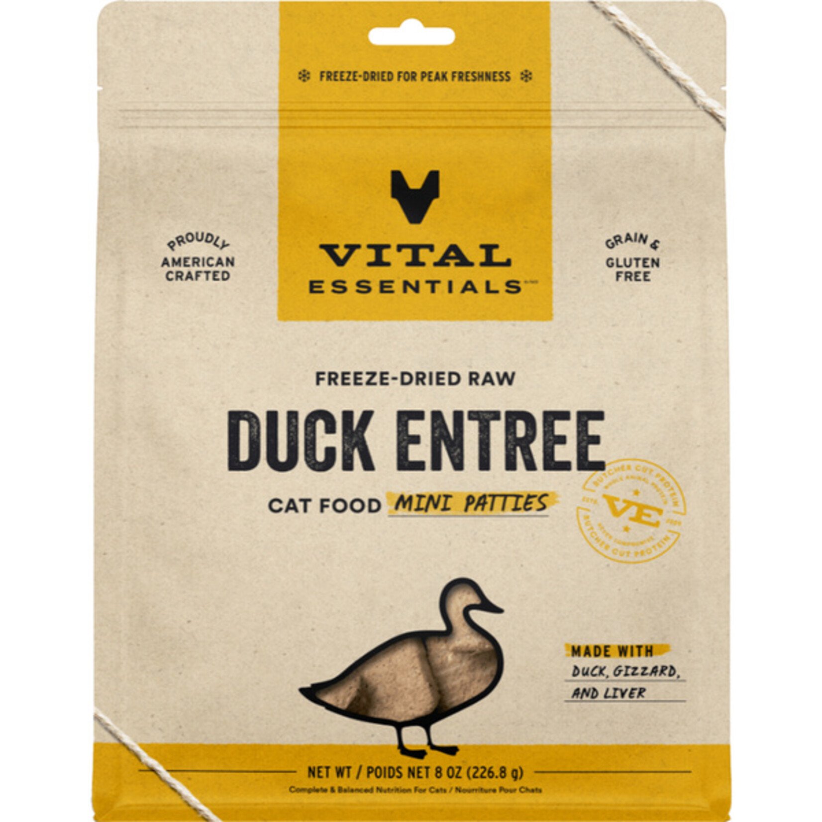 Vital Essential Vital Essentials FD Raw Duck Mini Patties Entree Cat Food 8 oz