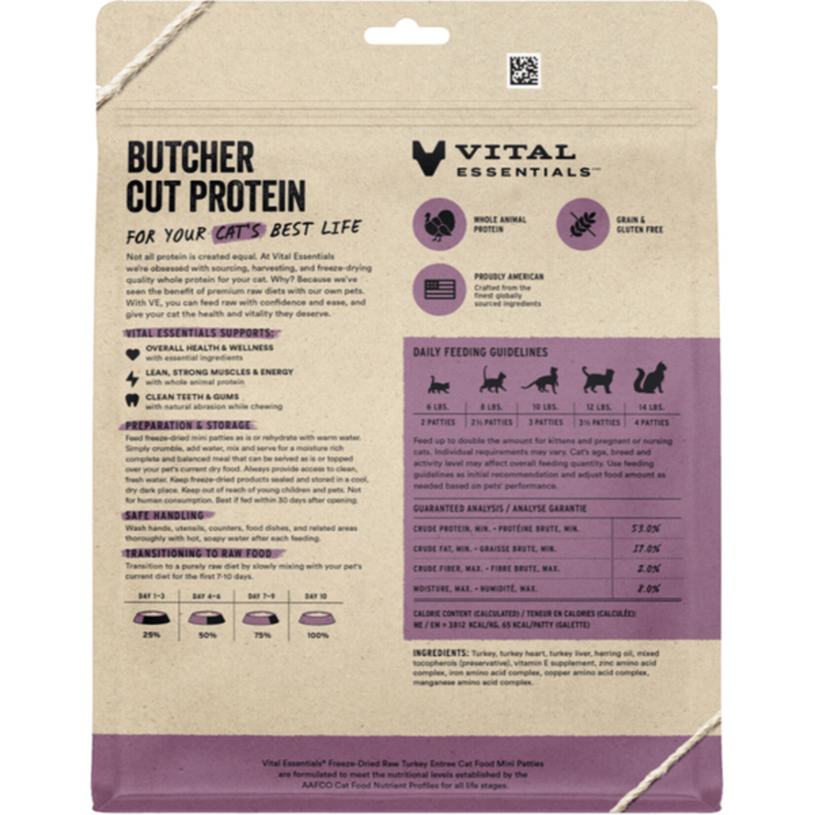 Vital Essential Vital Essentials FD Raw Turkey Mini Patties Entree Cat Food 8 oz