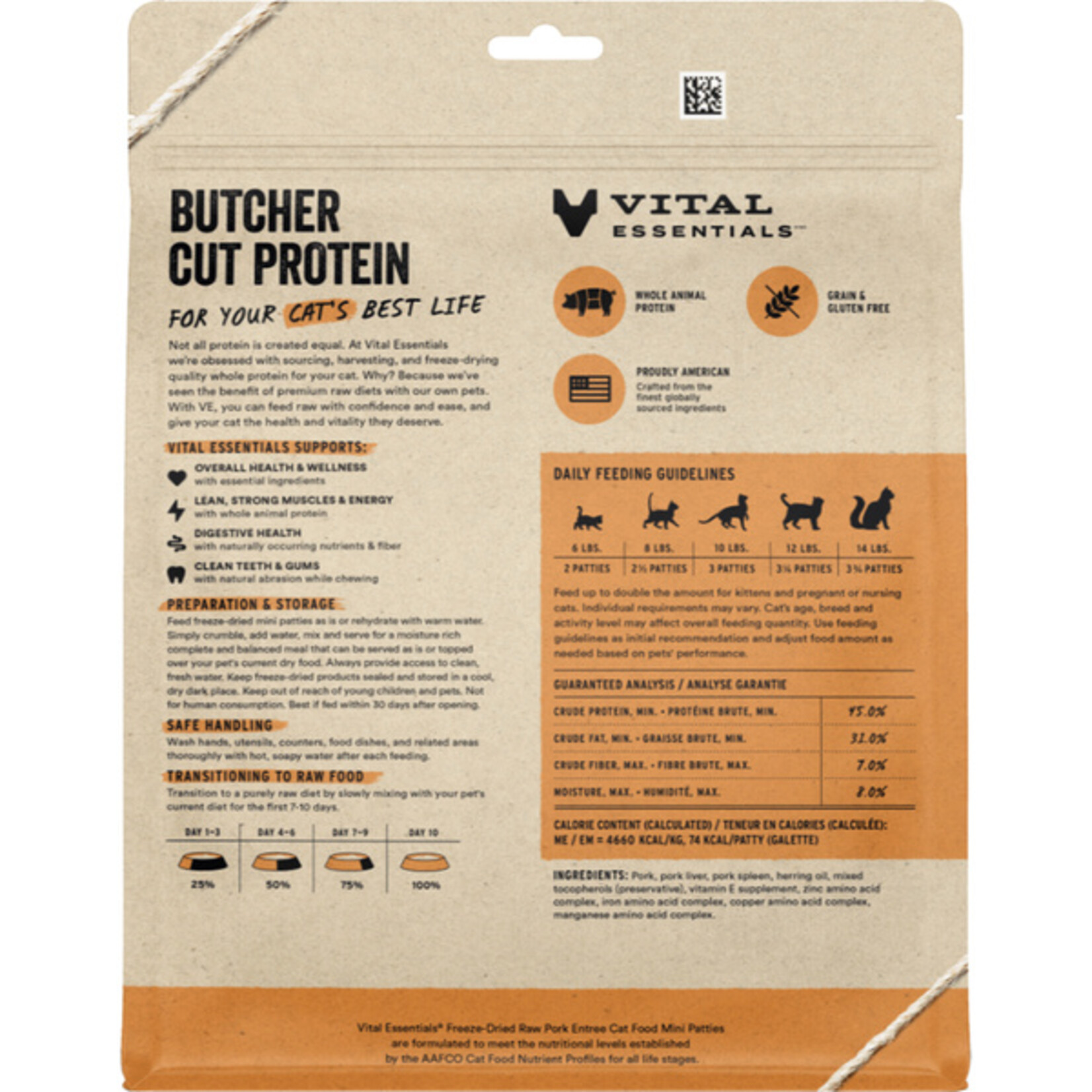 Vital Essential Vital Essentials FD Raw Pork Mini Patties Entree Cat Food 8 oz