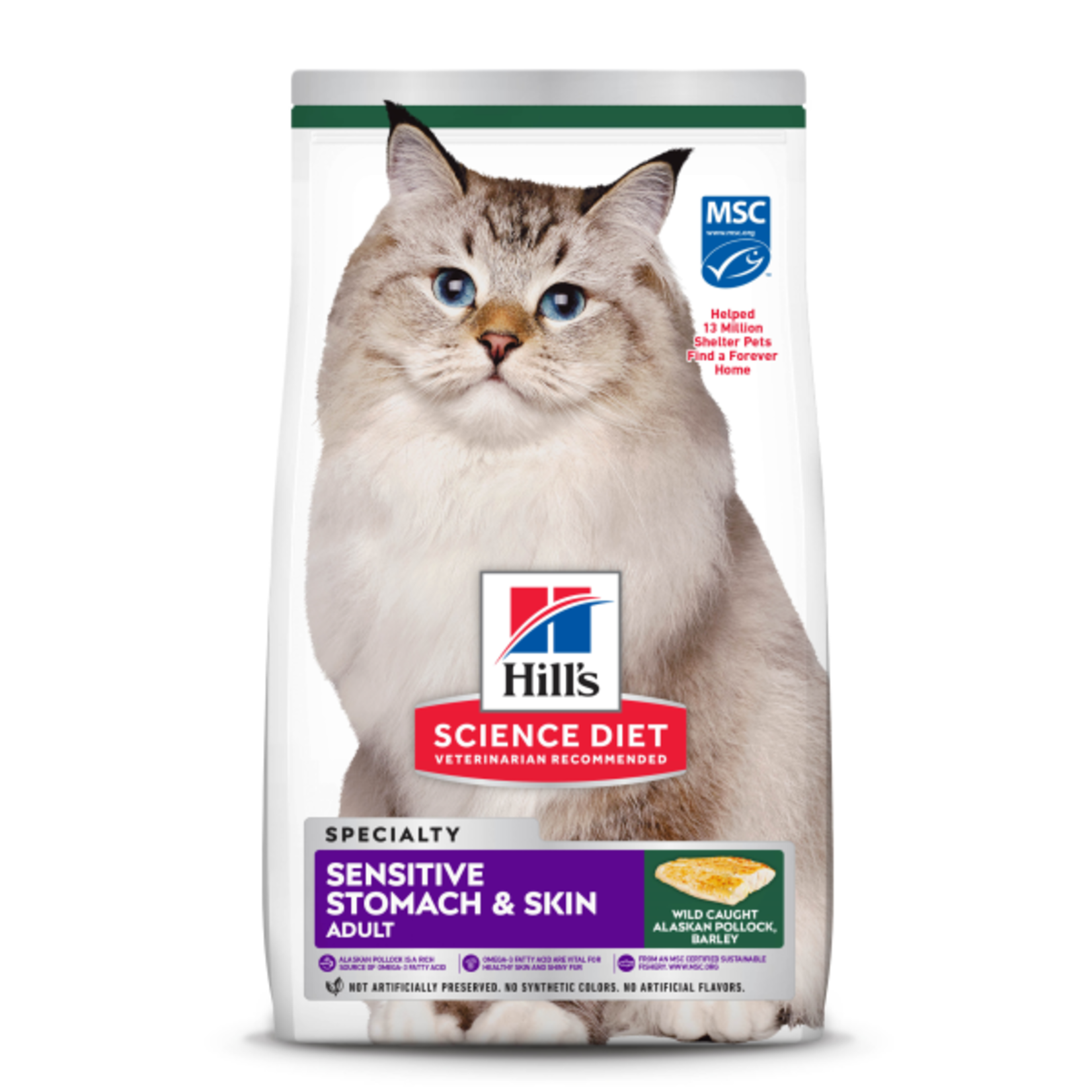 Hill's Hill's Cat Food Science Diet adult Sensitivities Stomach & Skin Pollock 3.5lb