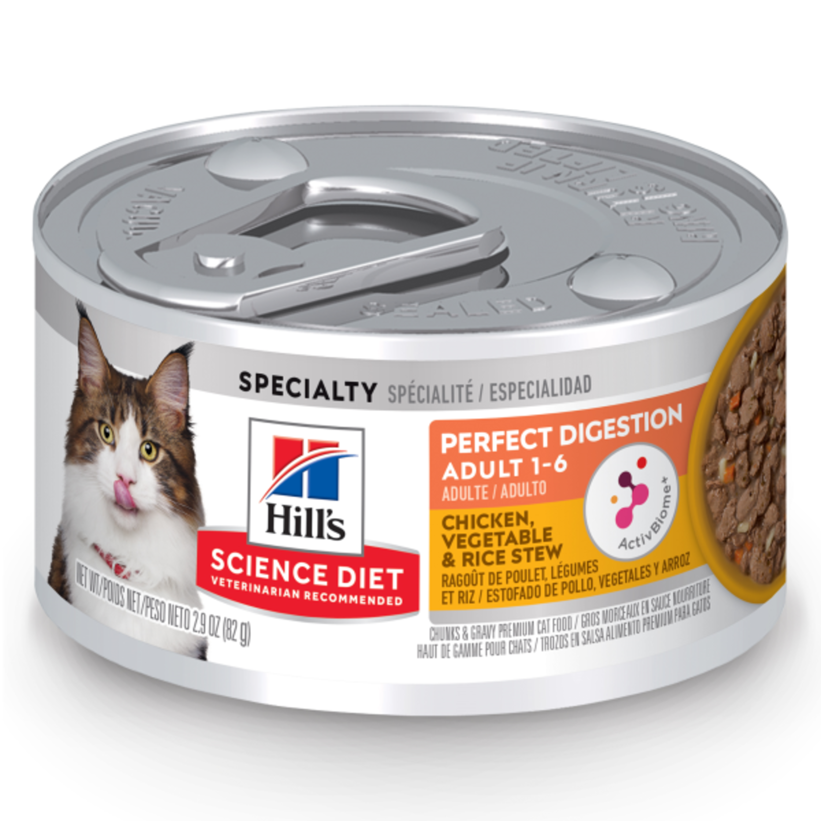 Hill's Hill's Cat Wet Food Science Diet Perfect Digestion  Chicken, Vegetable & Rice Stew  2.9OZ