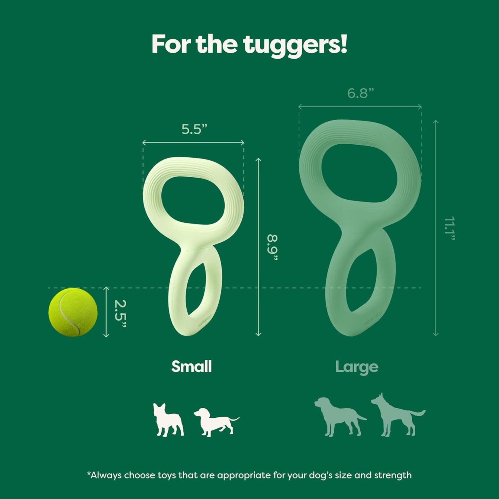 Earth rated Natural rubber Tug Toy large